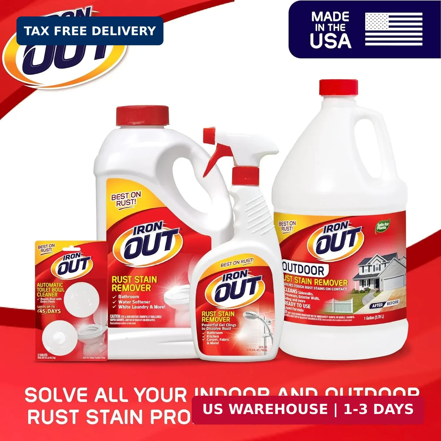 Iron OUT Rust Stain Remover Spray Gel, Remove Rust Stains in Bathrooms, Kitchens