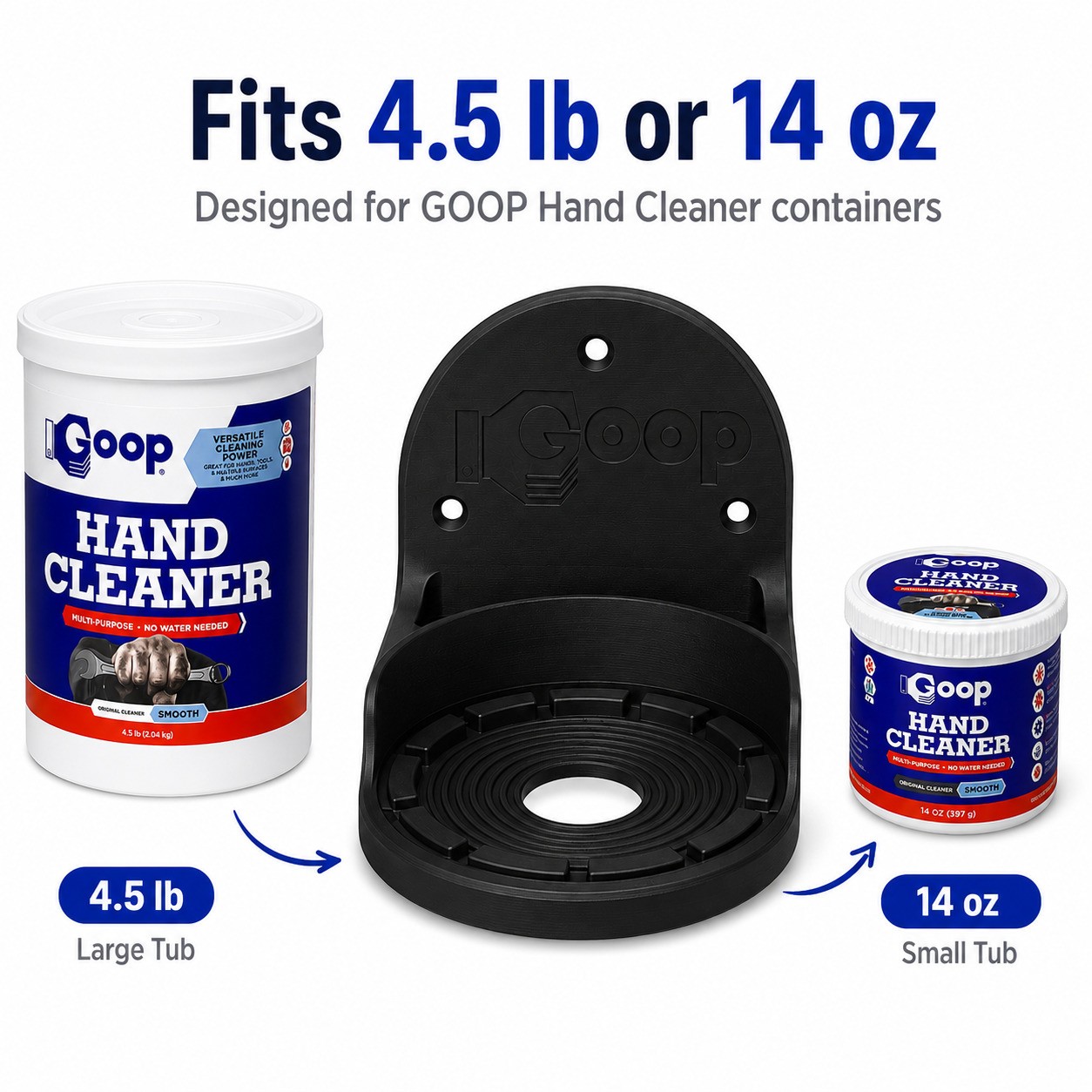 Heavy Duty Wall Mount Holder Bracket for GOOP Hand Cleaner, 4.5lb or 14oz