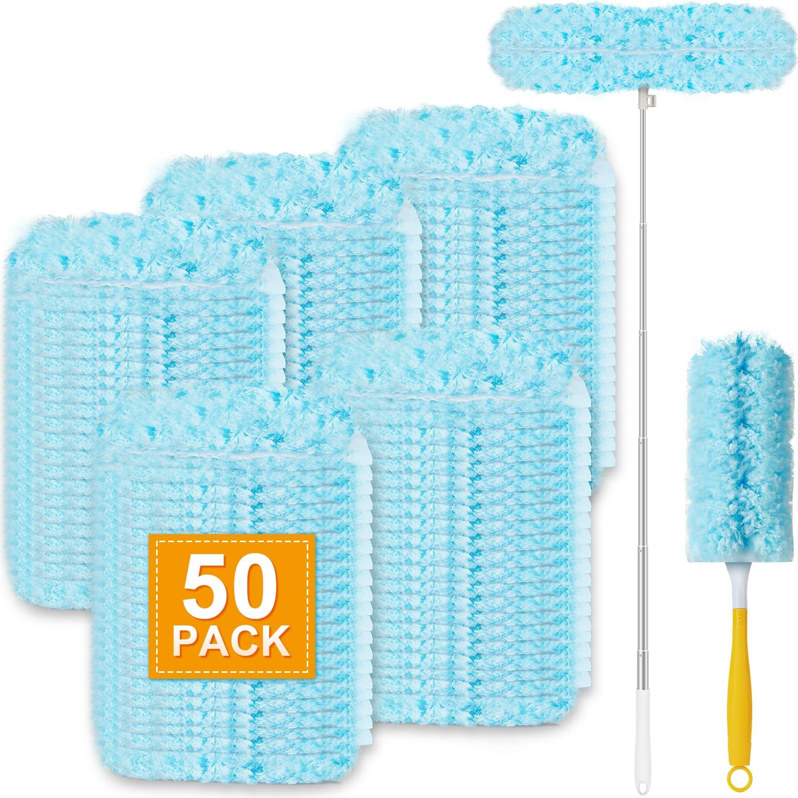 50Pcs Duster Refill Compatible with Swiffer Hand Duster +4FT Extended Handle …