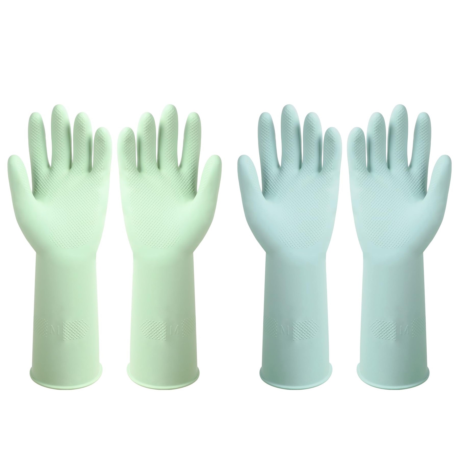 ZUIMER Dishwashing Rubber Gloves Reusable Medium, Light Blue&light Green