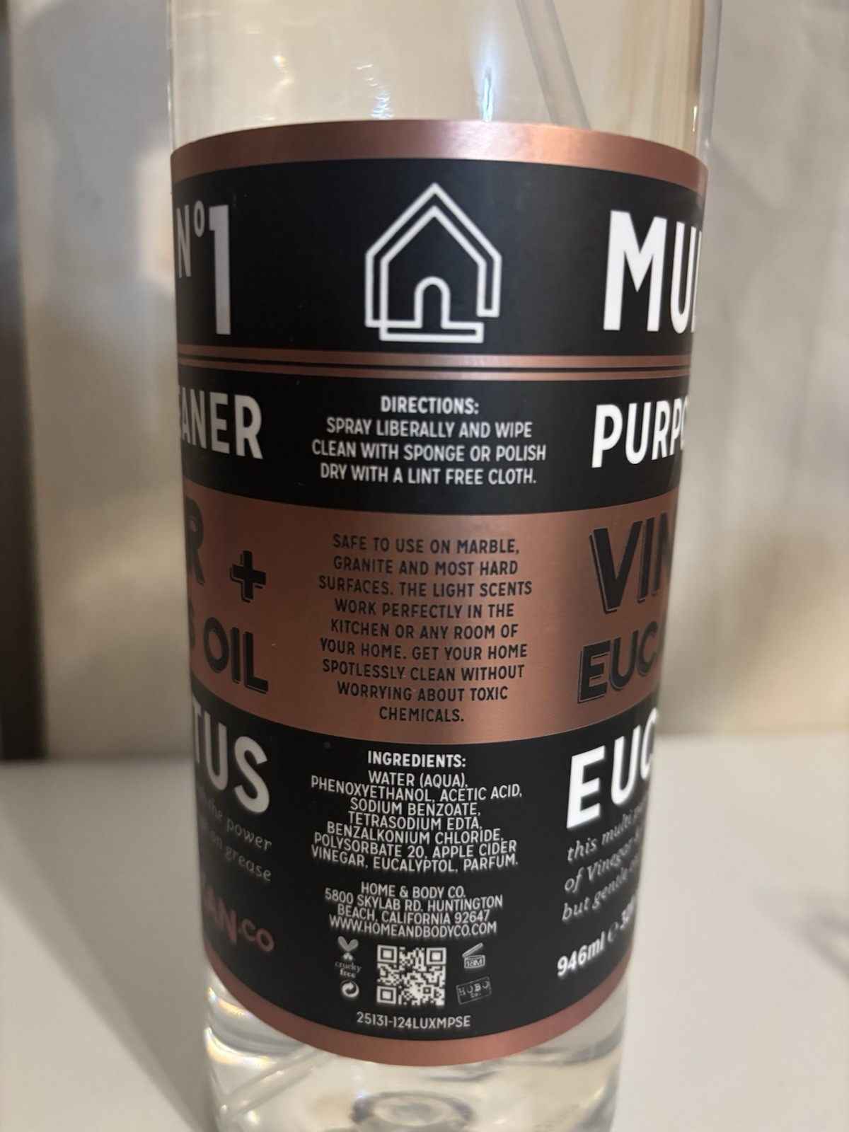 Home & Body Company Lux No. 1 Vinegar EUCALYPTUS Multi-Purpose Cleaner 32 oz