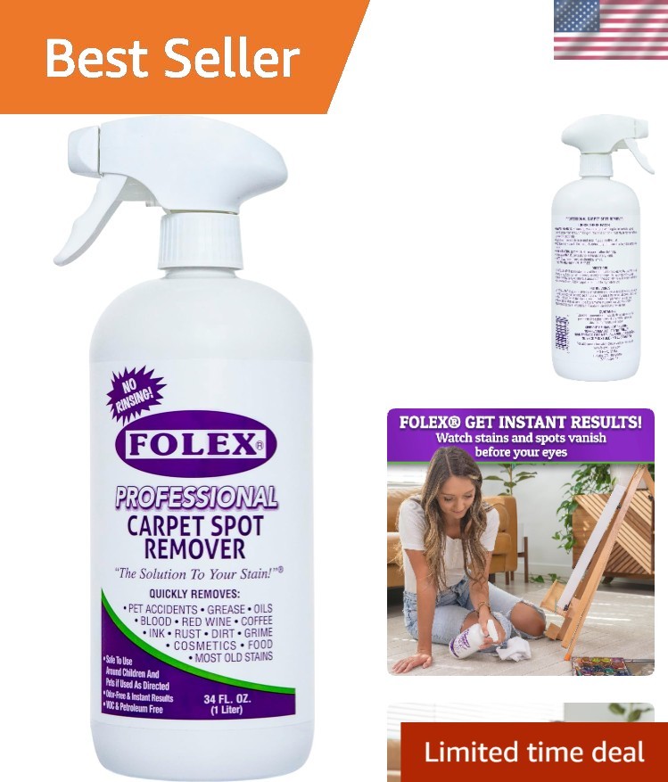 Water-Based Professional Carpet Stain Remover 34 oz – Child & Pet Safe Formula