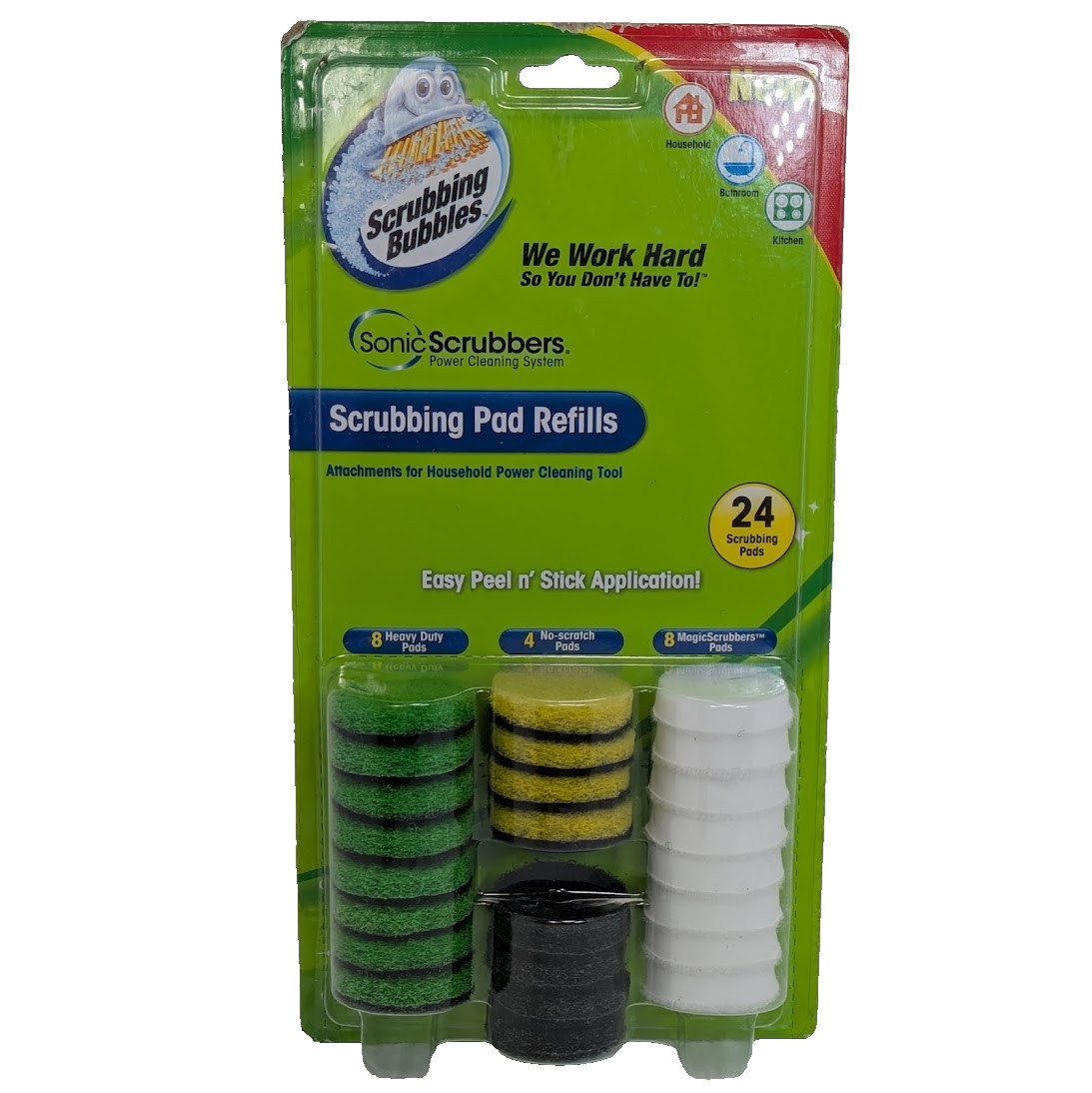 Scrubbing Bubbles Sonic Scrubbers Pad Refills 24 Count 2010 Cleaning New Sealed