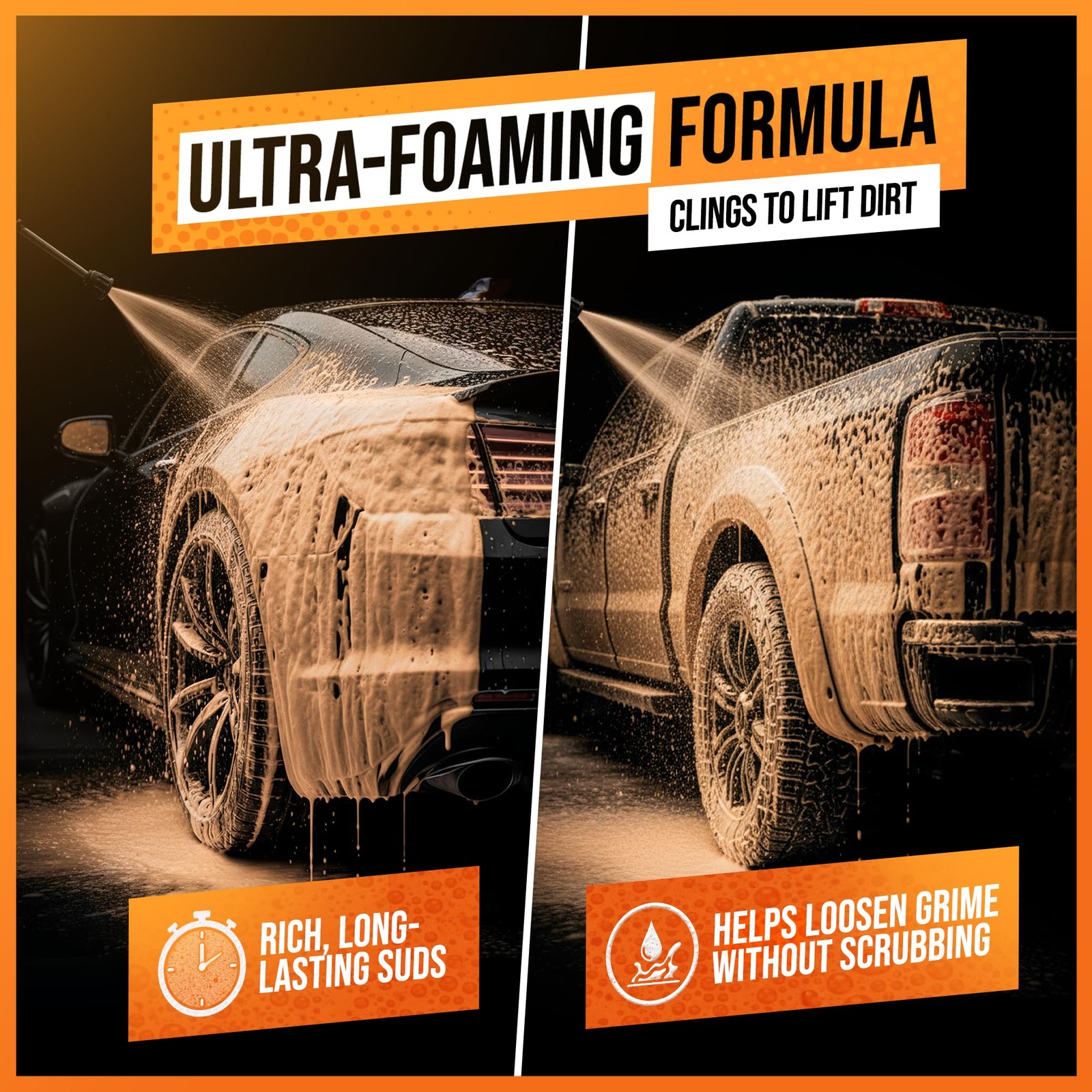 Orange Foam Car Wash Soap – pH Balanced Super Soapy Shampoo & Surface Cleaner…