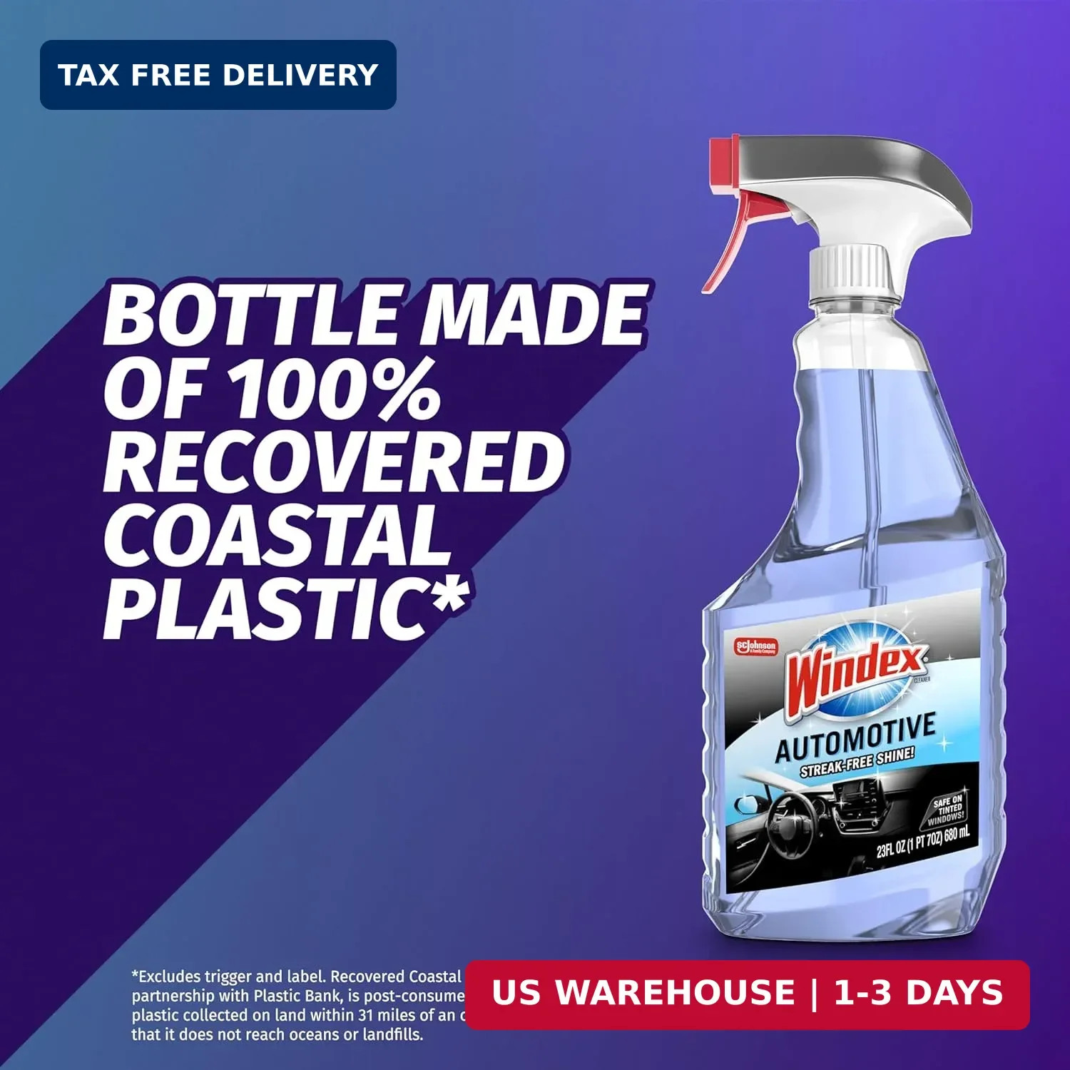 Windex Automotive Car Window and Glass Cleaner, Streak-Free Shine for Car Glass