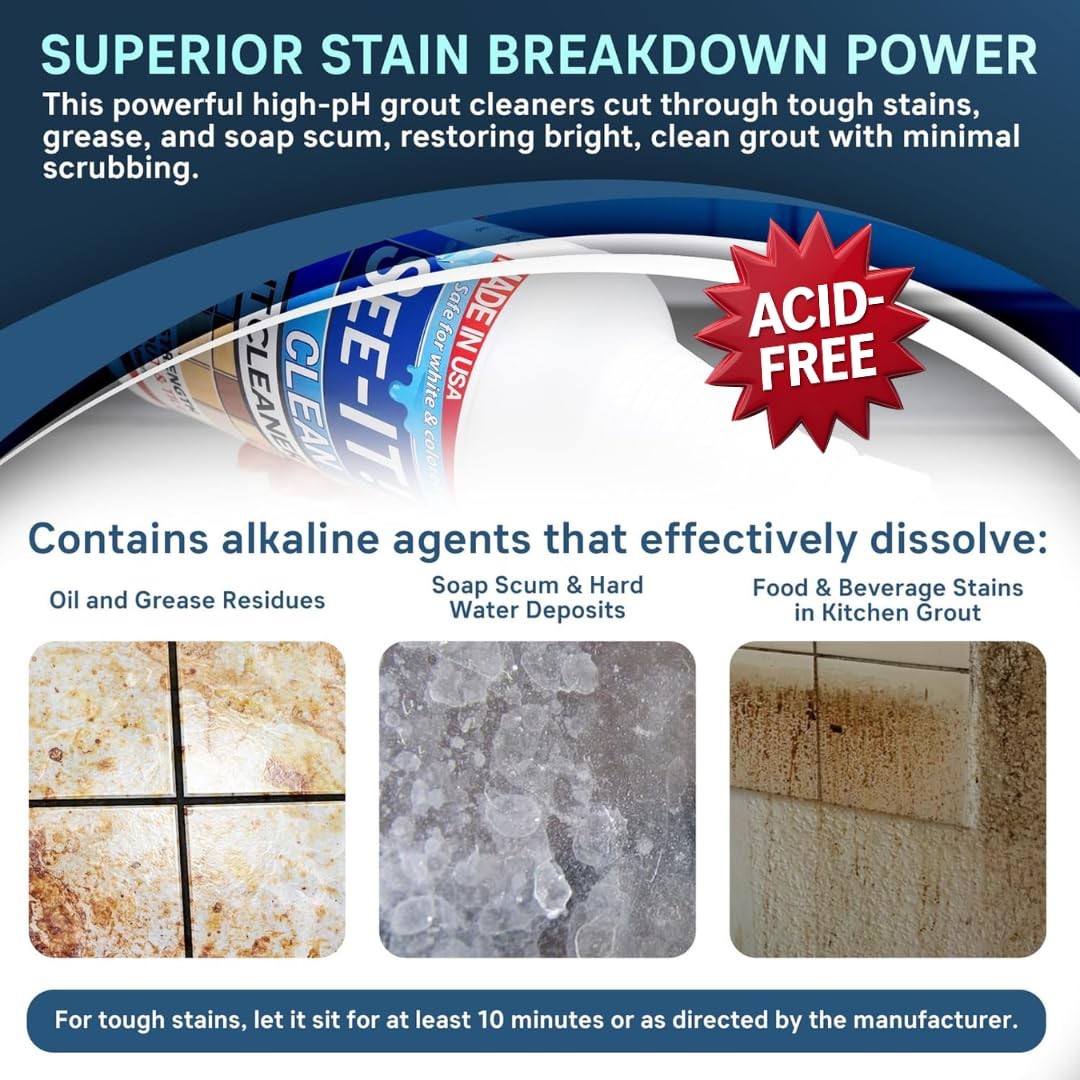 SEE-IT! Grout & Tile Deep Cleaner Brightener & Heavy-Duty Stain Remover Acid-…