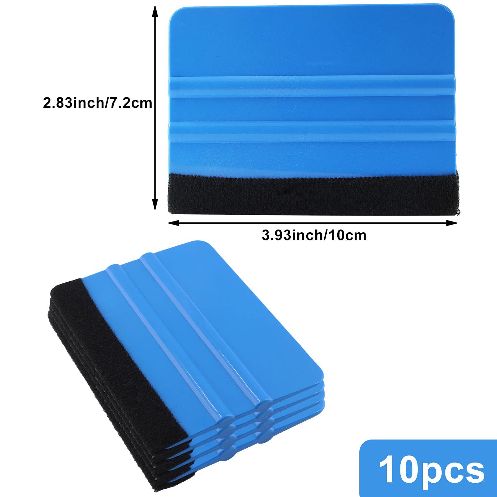 10 Pcs 4 Inch Felt Edge Squeegee Car Vinyl Scraper Decal Applicator Tool