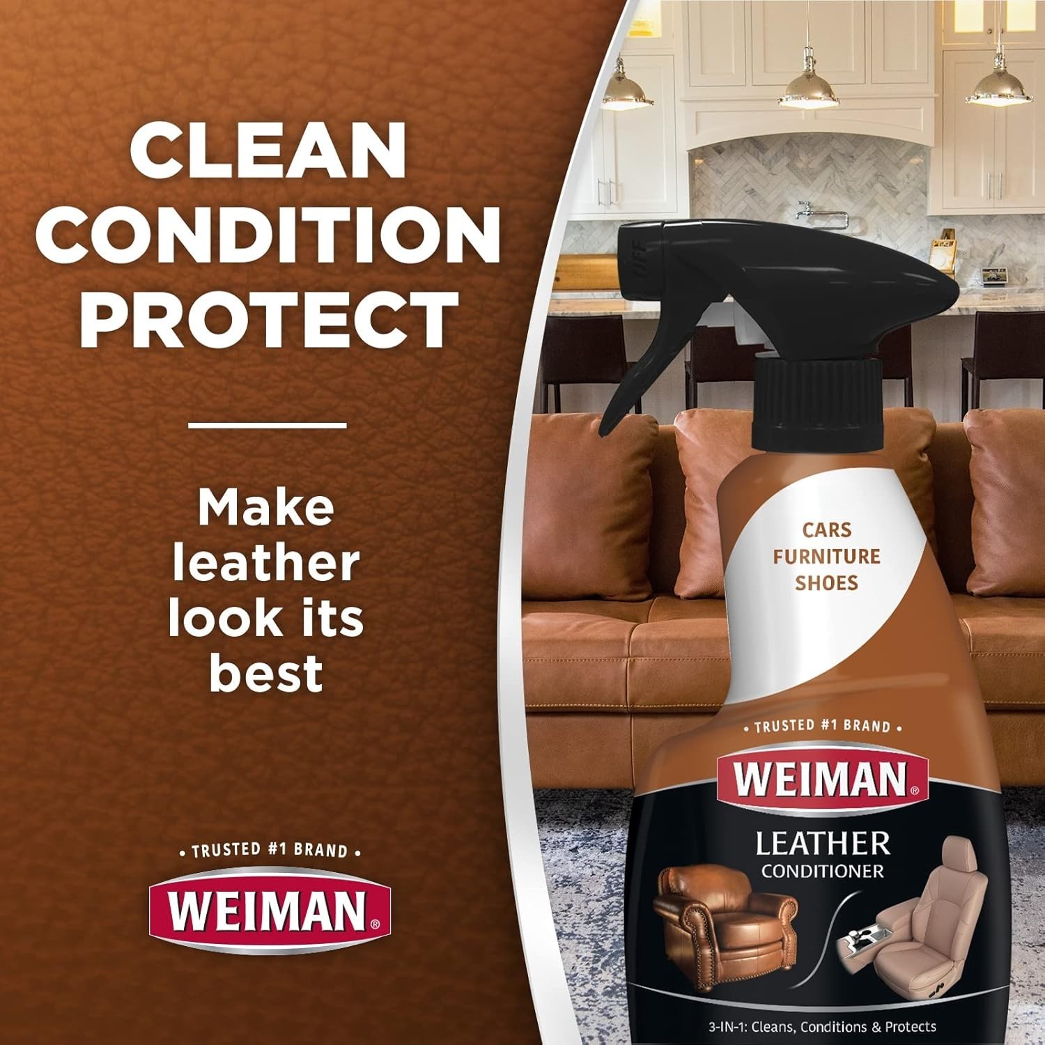 Citrus Leather Cleaner & Conditioner – 12oz UV Guard Against Fading & Cracking