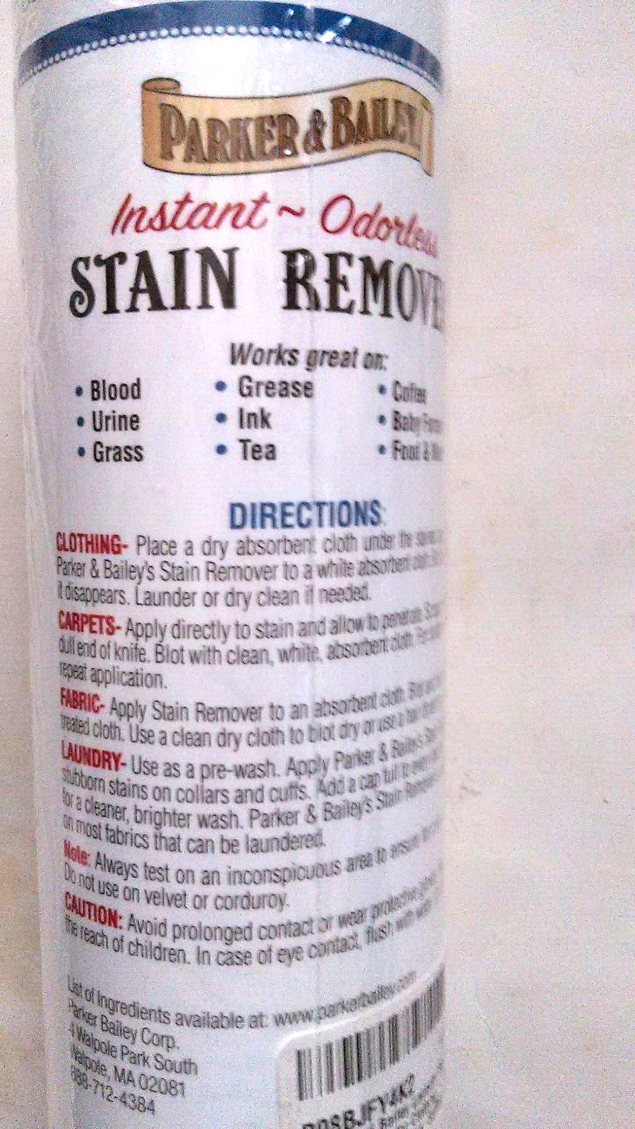 Parker and Bailey Garment and Fabric Laundry Stain Remover – 16 oz – BRAND NEW