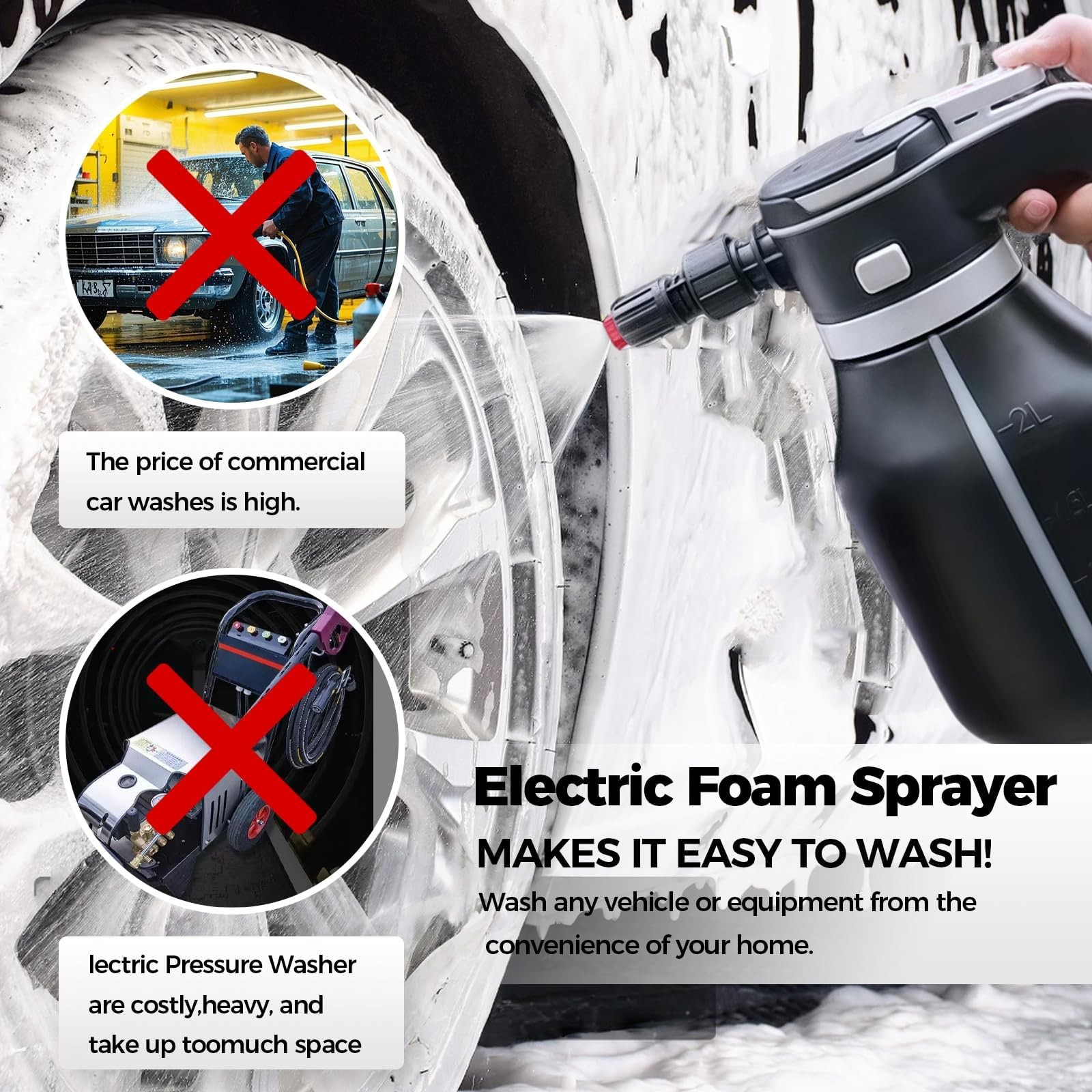 Electric Foam Sprayer,2L Portable Rechargeable Cordless Pressurized Spray Foa…
