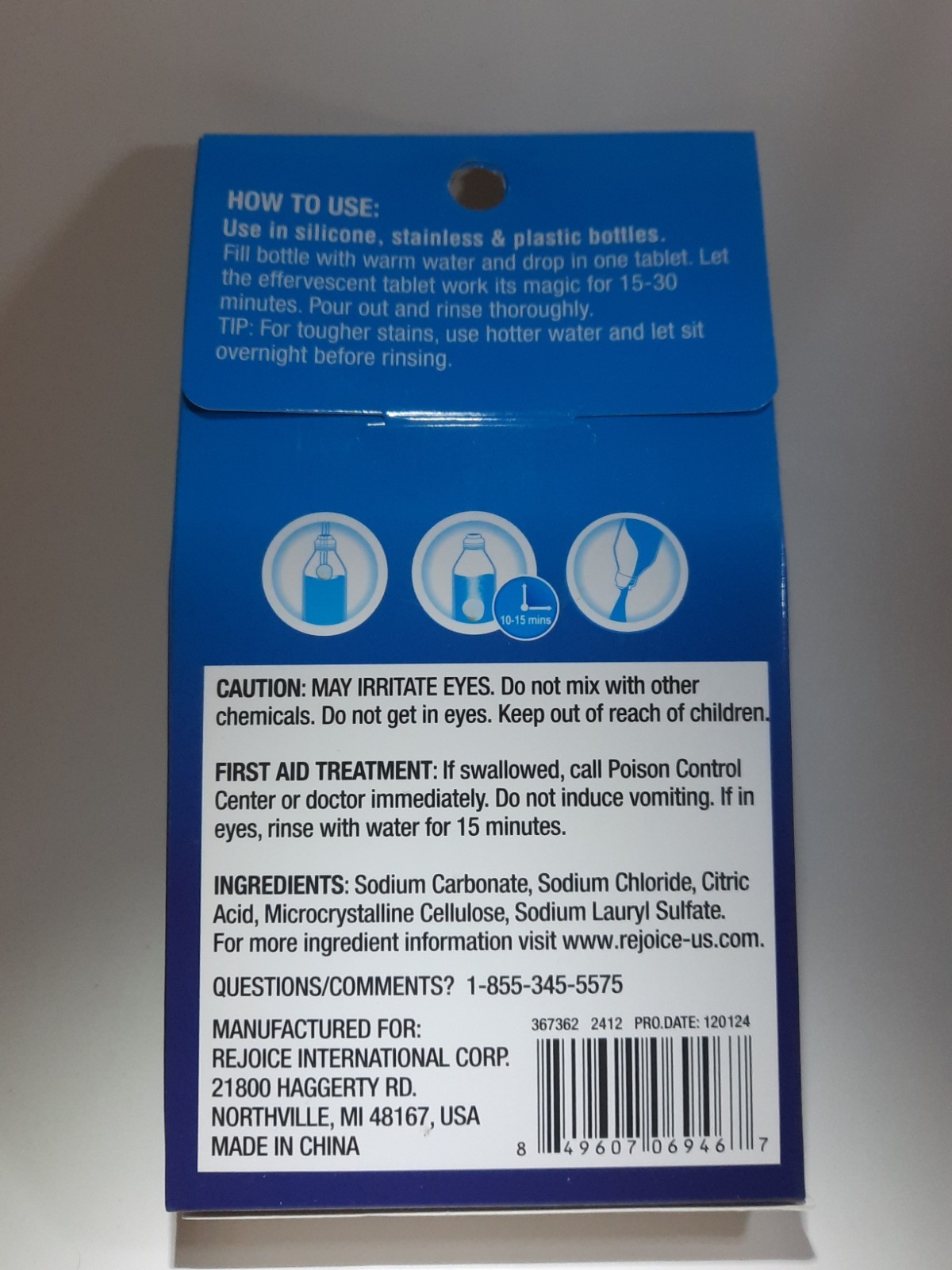 Homebright Bottle Cleaner Tabs – 12 Tablets for Water Bottles, Coffee Tumblers,