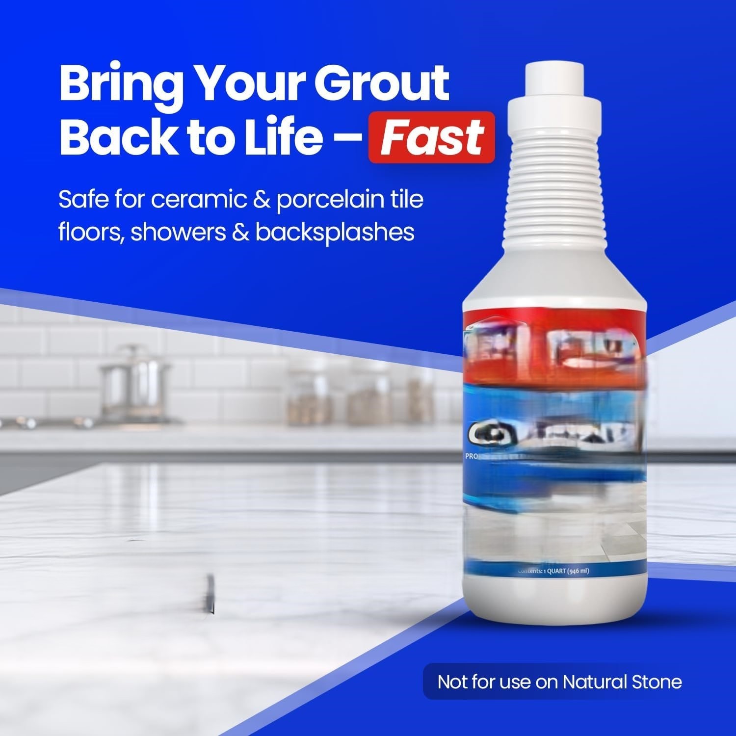 Grout Cleaner 2 Pack with Stand-Up Brush Attachment Stain Remover 32 oz