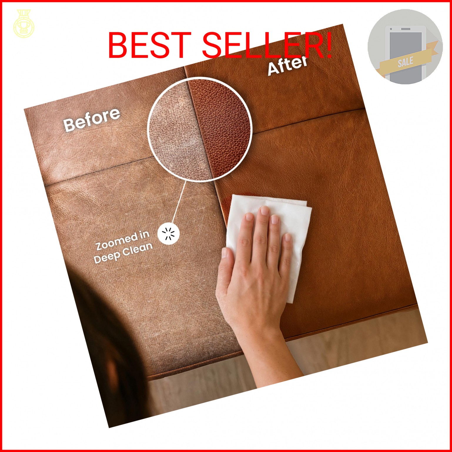 EVEO Leather Cleaner Wipes 4-in-1 Leather Cleaner and Conditioner for Furniture