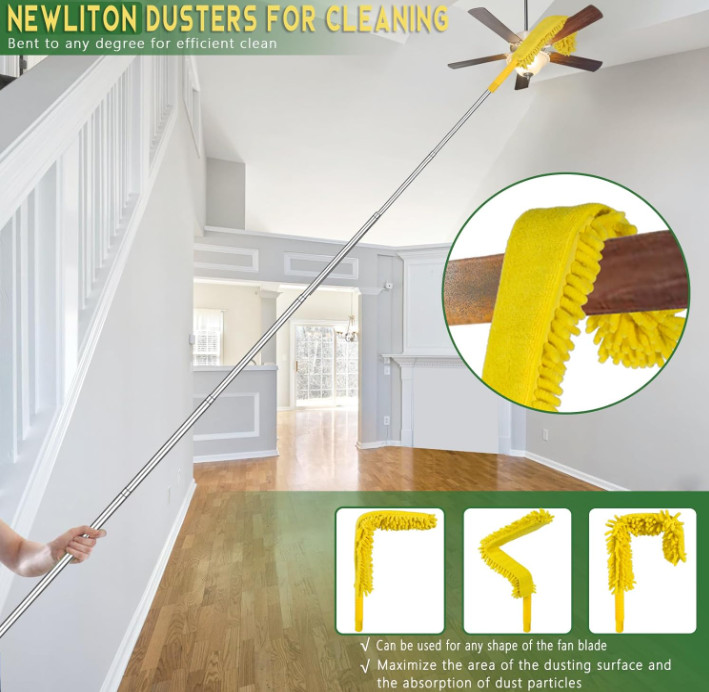 Plumero Telescópico 17FT Microfibra Para Techo Alto Ventilador Y Hogar
