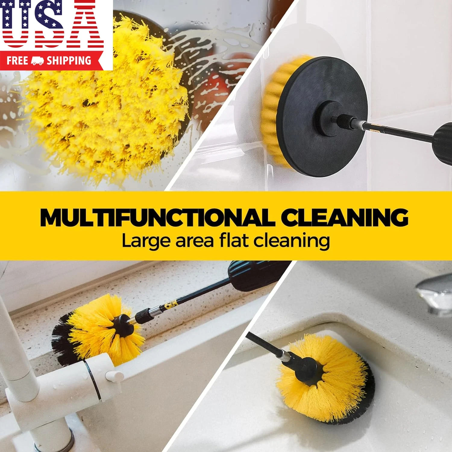 6Pack Drill Brush Power Scrubber Cleaning Brush Extended Long Attachment Set All