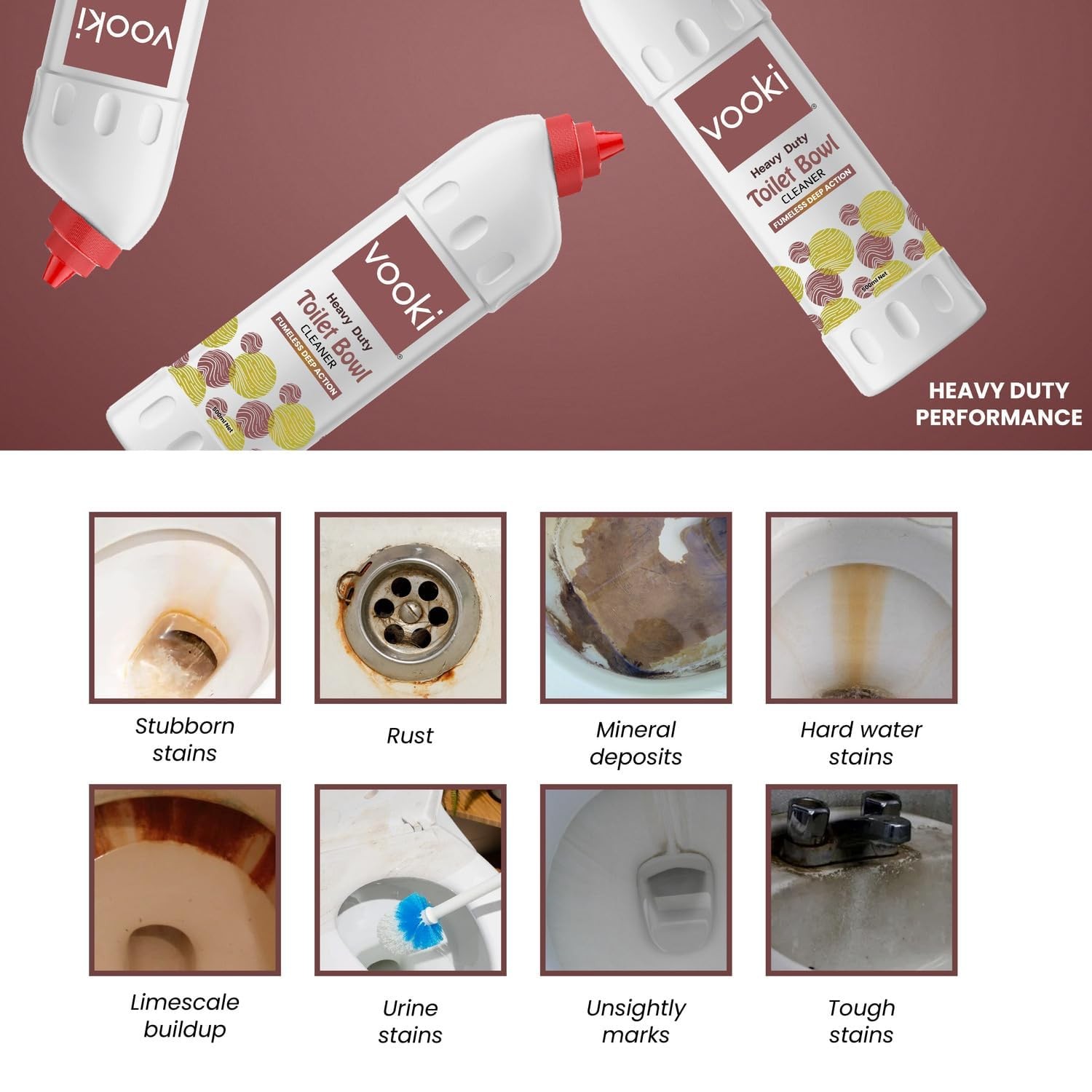 Vooki Heavy Duty Fumeless Toilet Bowl Cleaner 500ml – Home & Commercial Use
