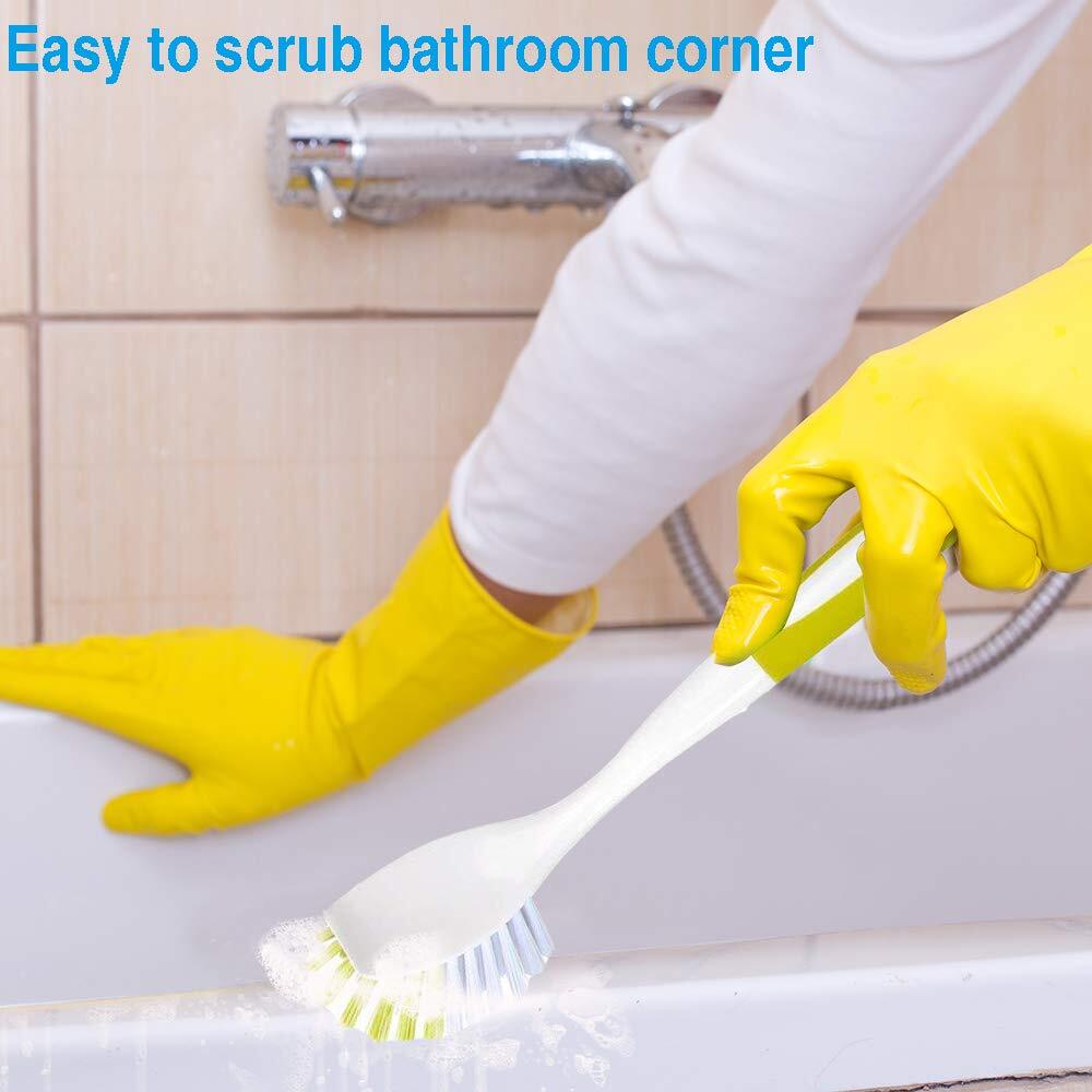 Scrub Brush For Dish Kitchen Sink Pot Pan With Stiff Bristles Yellowgreen 5pcs