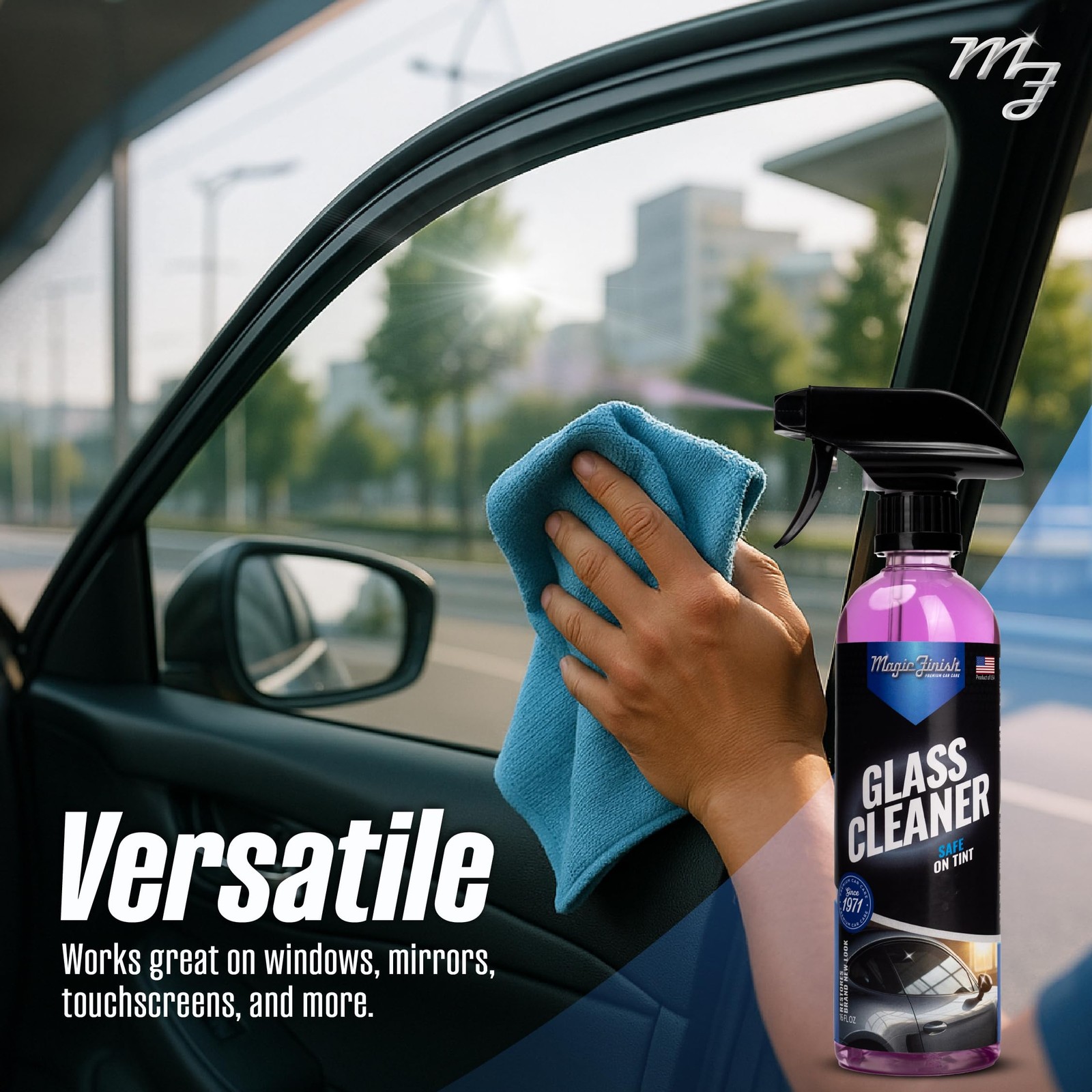 Magic Finish Car Glass Cleaner (16 fl oz) Ammonia Free Window Cleaner Spray for