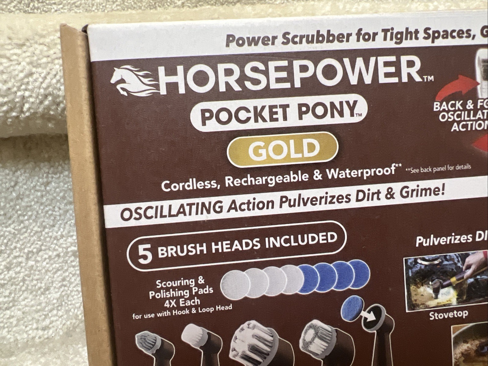 Horsepower Pocket Pony GOLD AS-SEEN-ON-TV Cordless Waterproof Power Scrubber