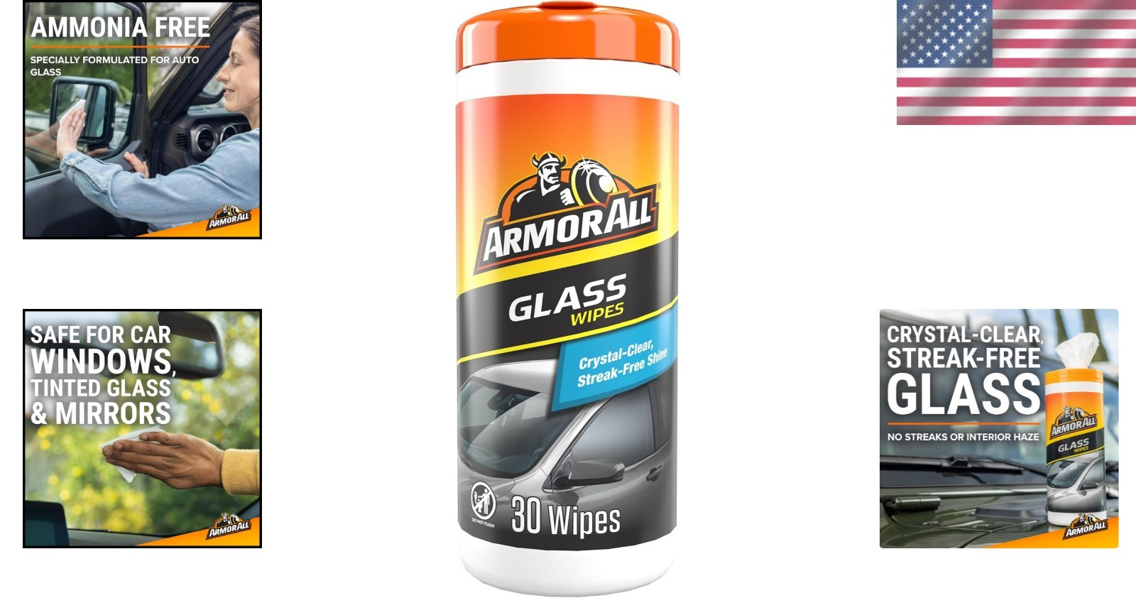 Convenient 30 Count Glass Wipes for Easy Car Cleaning – Streak-Free Finish