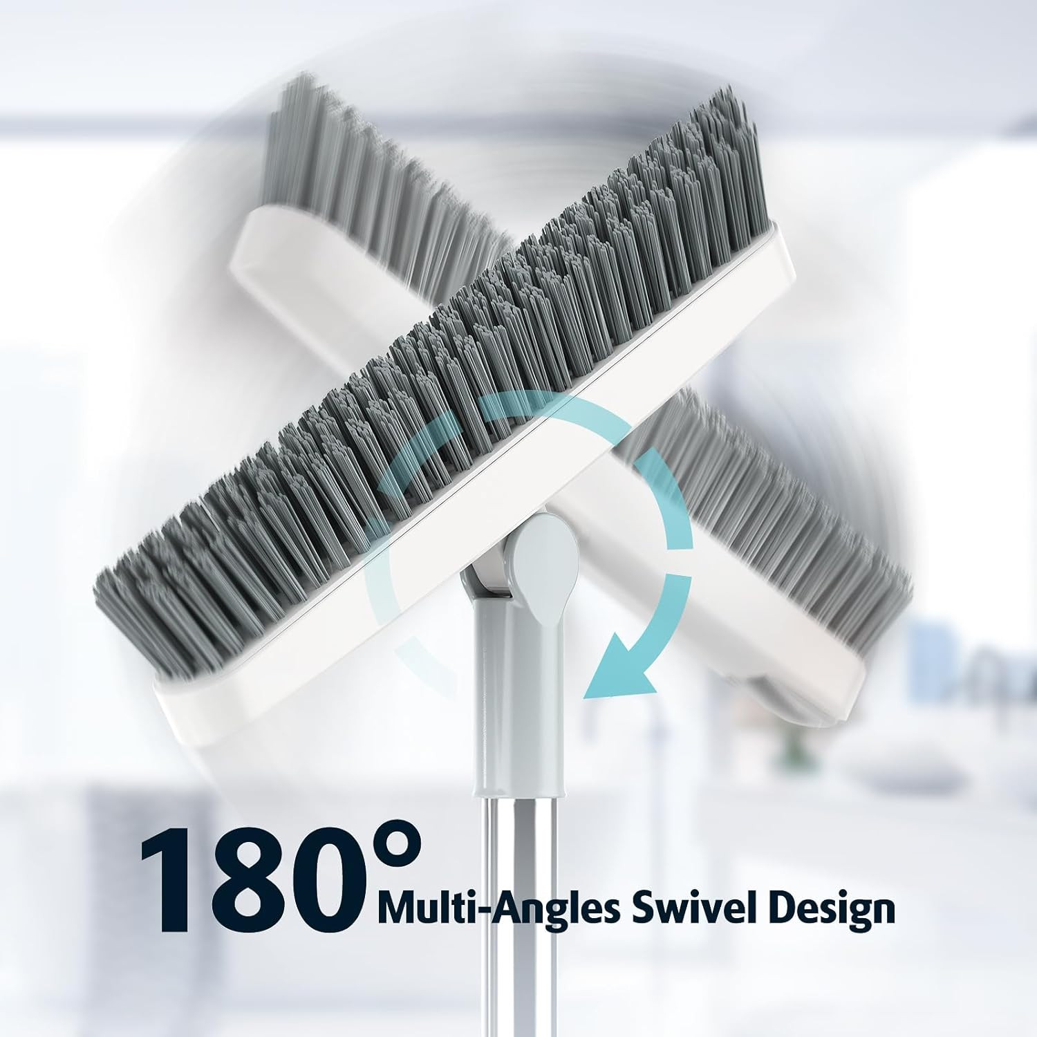 Grout Brush with Long Handle 180° Swivel Scrub Brush with Tweezers to Hair Clip