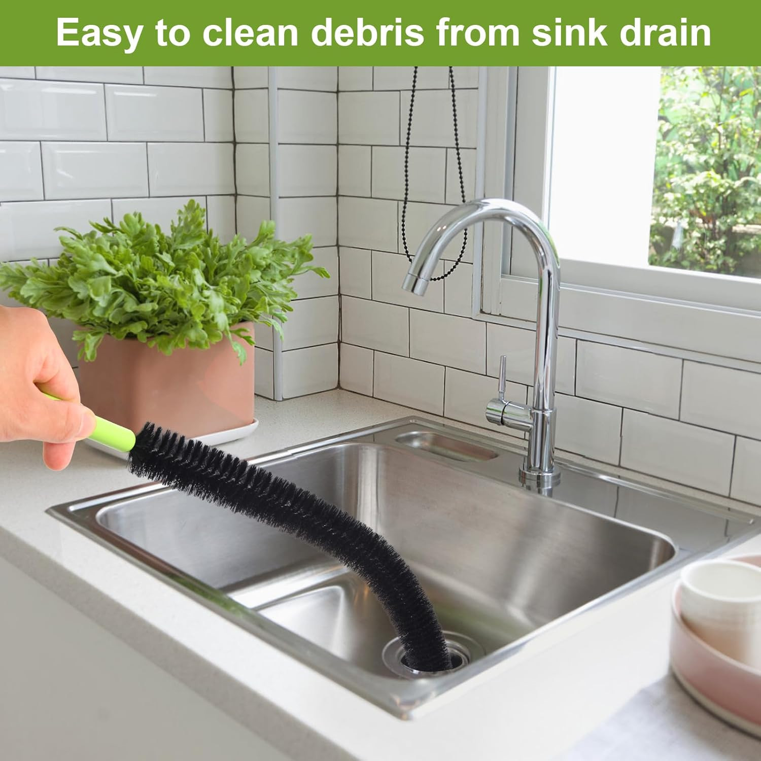 2 Pcs 17” Flexible Sink Drain Cleaner Brush Long Pipe Cleaner Brush