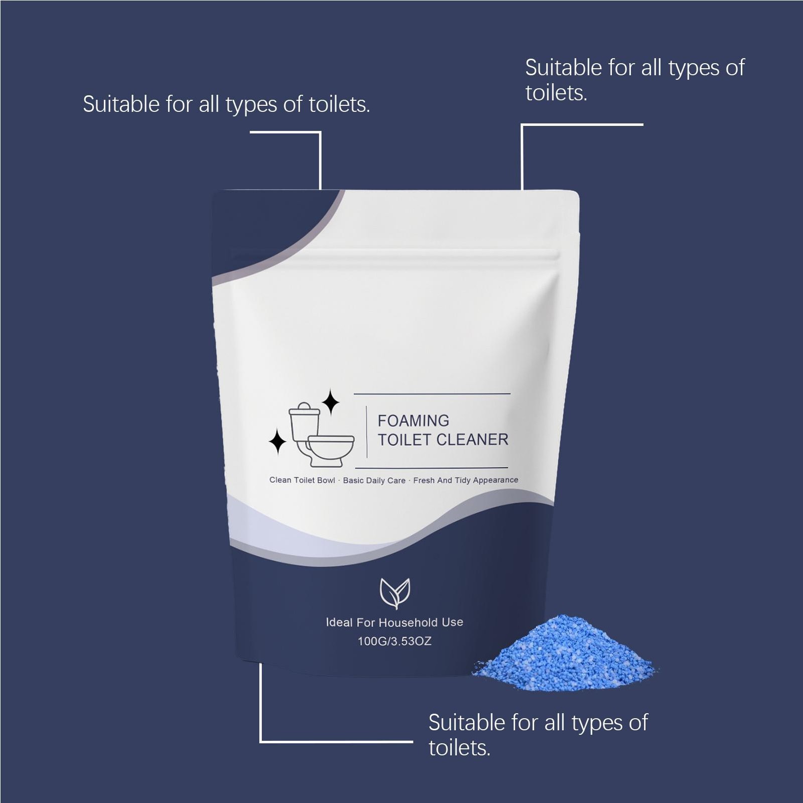 Foaming Cleaning Powder Fresh Scent Fast Dissolving Daily Care 100g