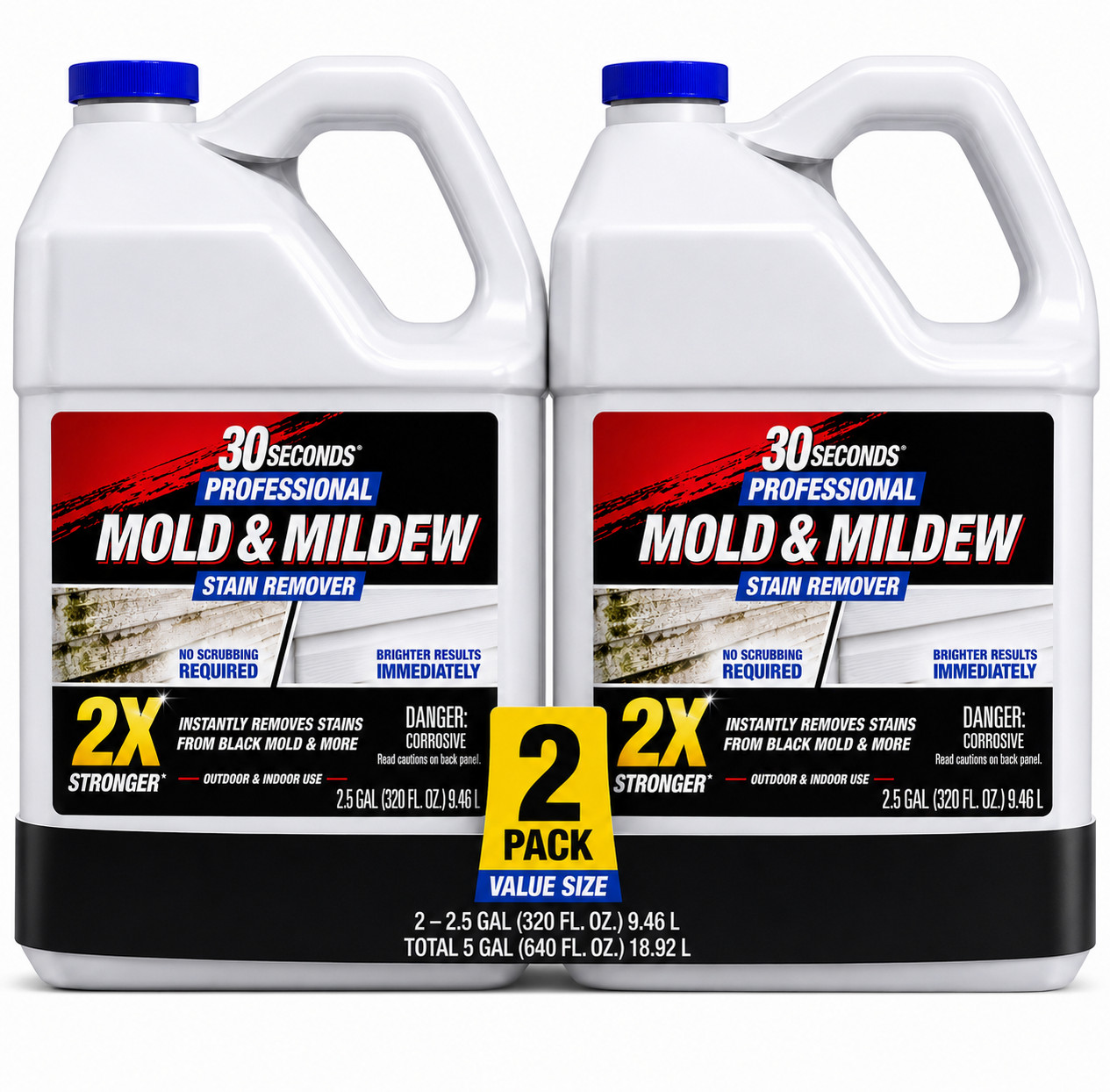 2 PACK 2.5 Gal Professional Outdoor Cleaner | Mold and Mildew Stain Remover