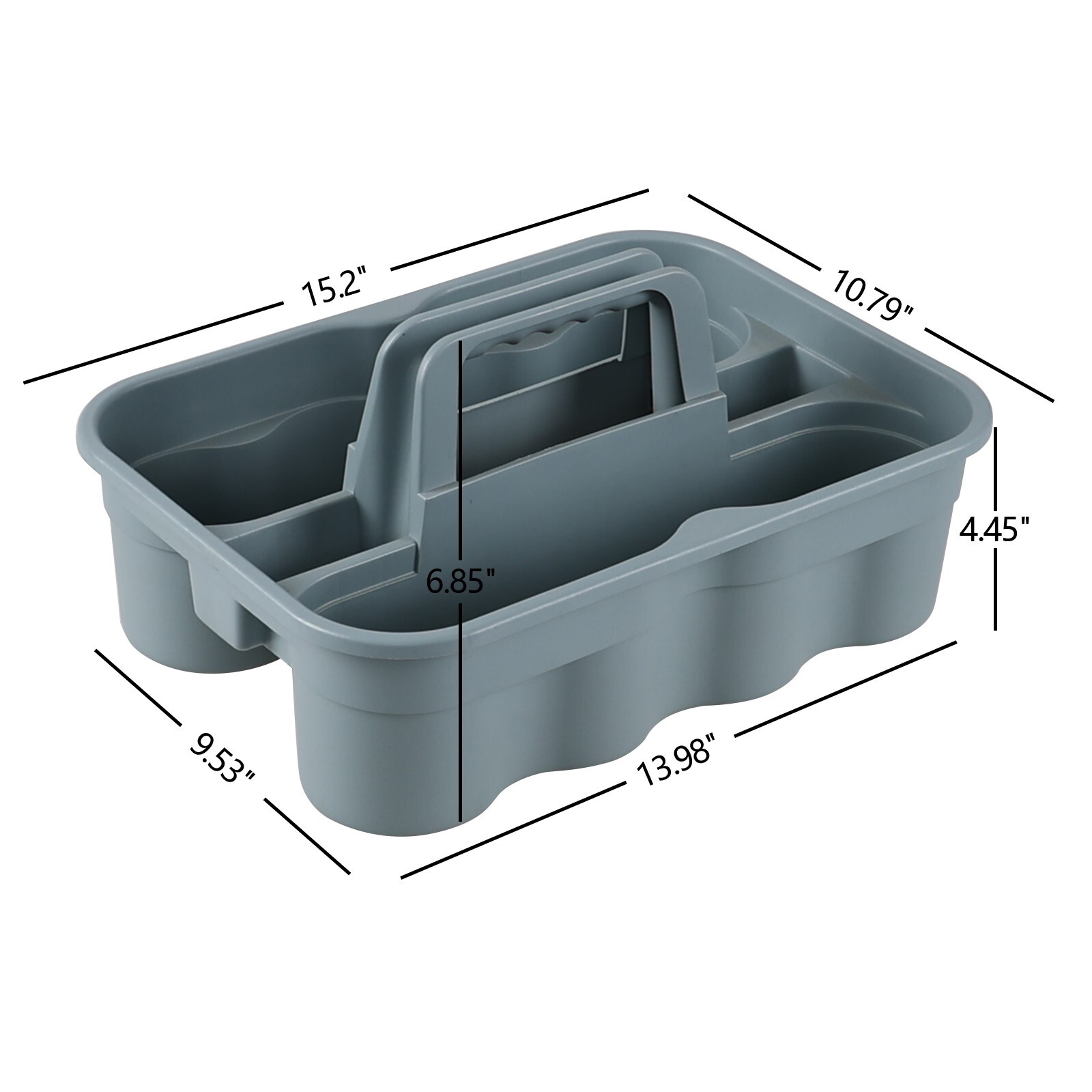4/6-Packs Plastic Large Cleaning Caddy with Handle Commercial Tools Supply, Grey