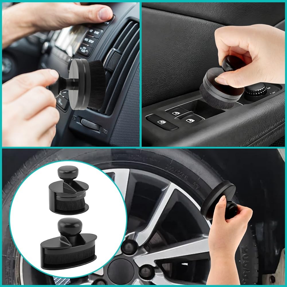 2 Pack Tire Shine Applicator with Curved Brush for Car Polish and Wax
