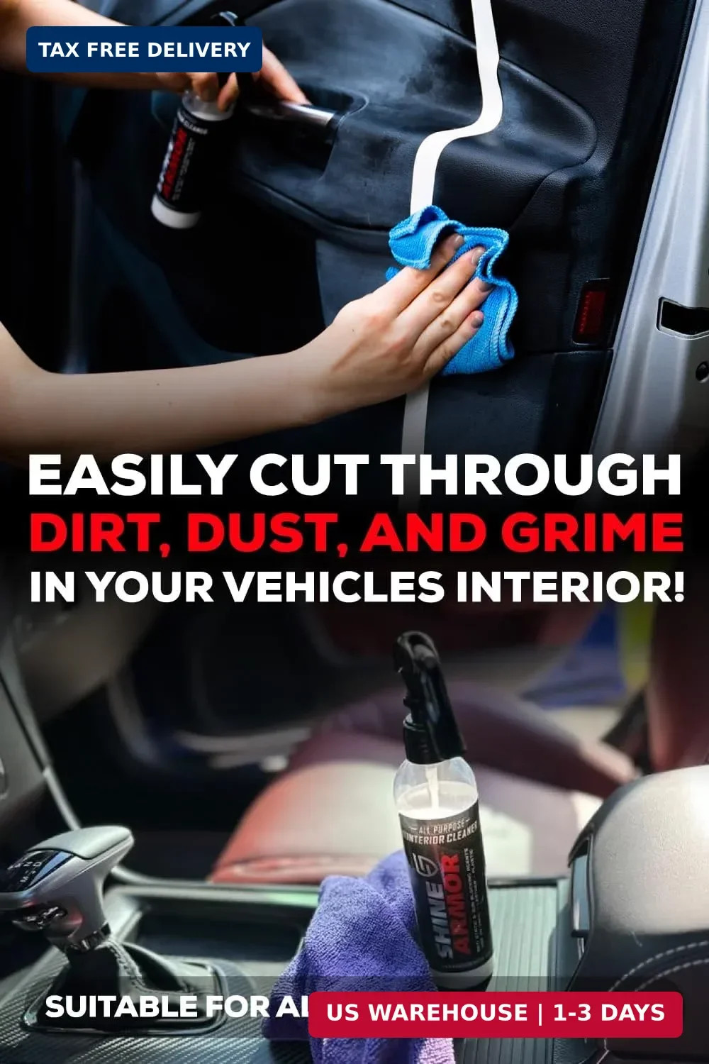 SHINE ARMOR Car Interior Cleaner & Protectant – Interior Detailer Spray with UV