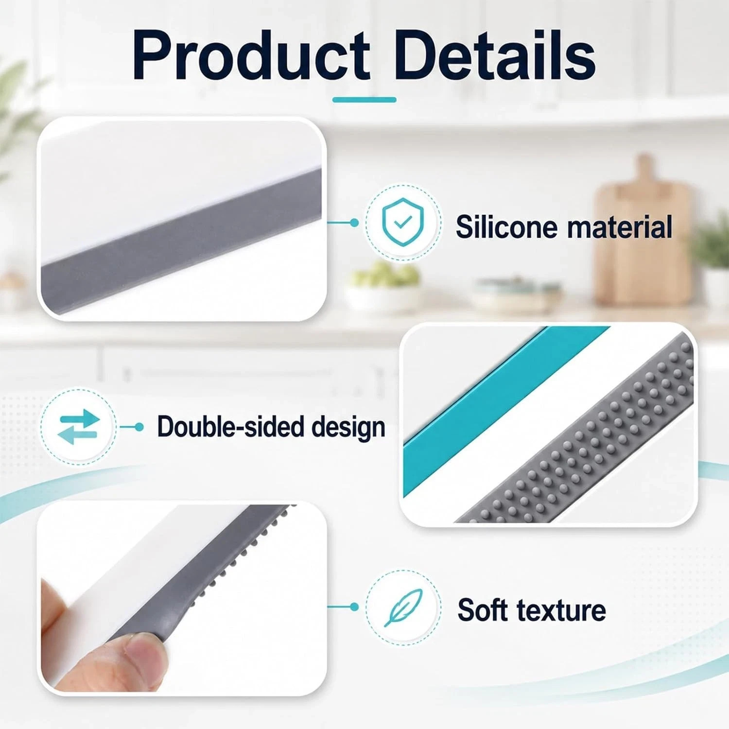 2 Pcs Mini Silicone Squeegee, Portable Small Soft Rubber Scraper for Glass