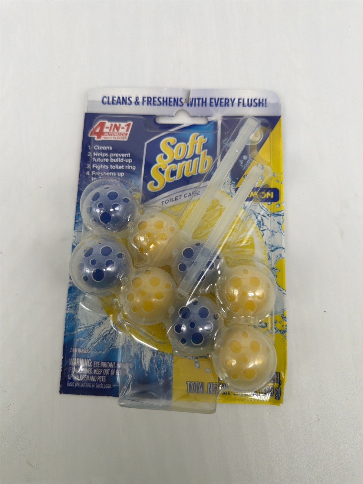 1 Pack Of 2 Soft Scrub 4-in-1 Toilet Cleaner Rim Hangers in LEMON Scent NIP
