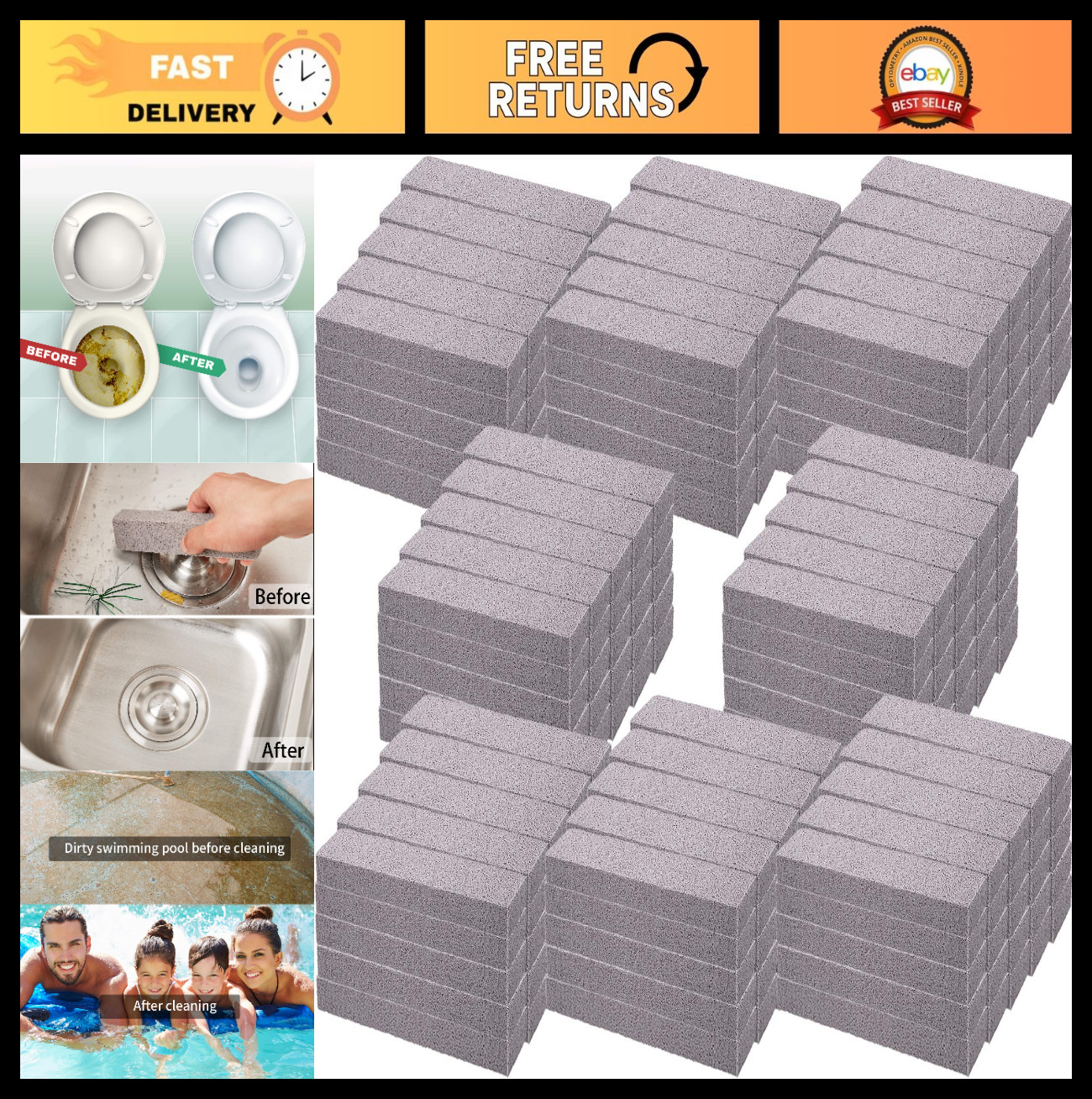 200 Pcs Pumice Cleaning Sticks – Scouring Stone Pads for Stains & Grime Removal