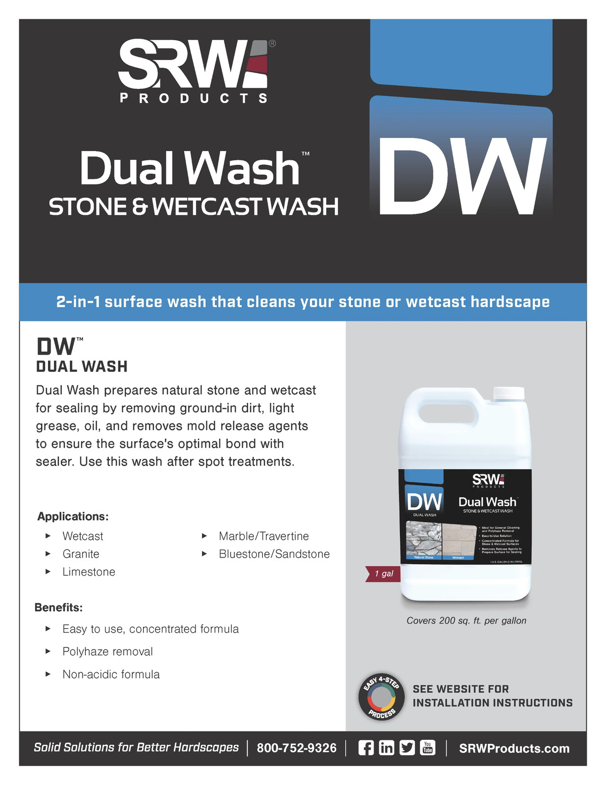 SRW Products Dual Wash Stone & Wetcast