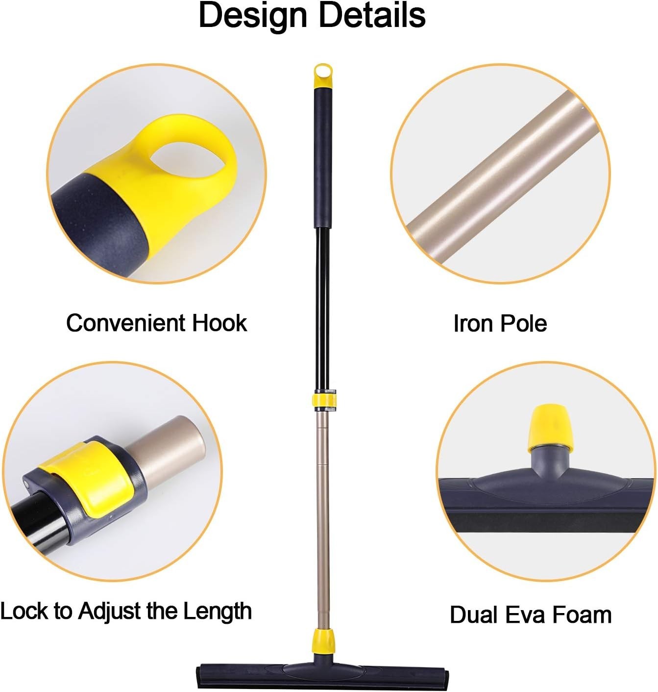 Adjustable Telescopic Floor Squeegee with EVA Foam Blade for Effortless Cleaning
