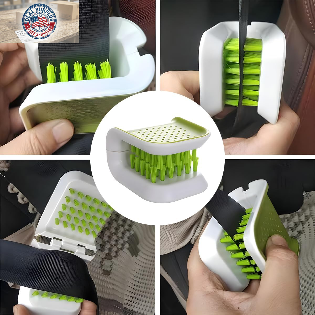 Car Seat Belt Cleaning Brush, Double Sided U-Shaped Safety Belt Bristle Scrubber