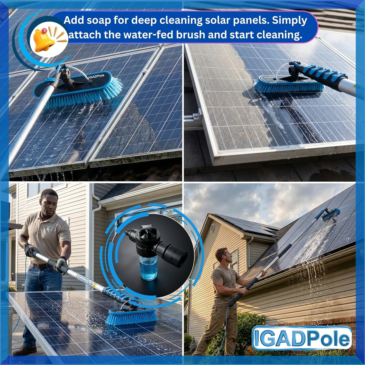 IGADPole 24 FT Washing Kit Water Fed Brush Soap Dispenser