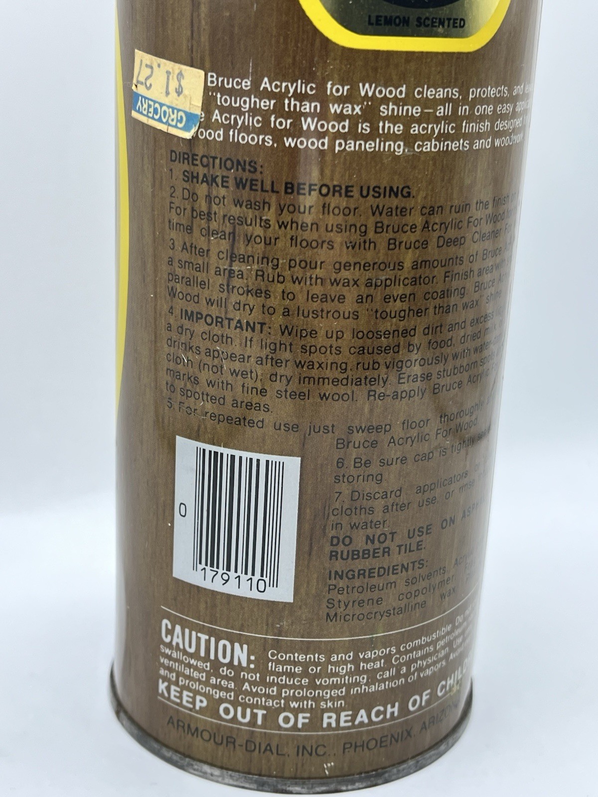 Bruce Acrylic Cleans Wood Floors & Panels Lemon 27oz Can HALF FULL Discontinued