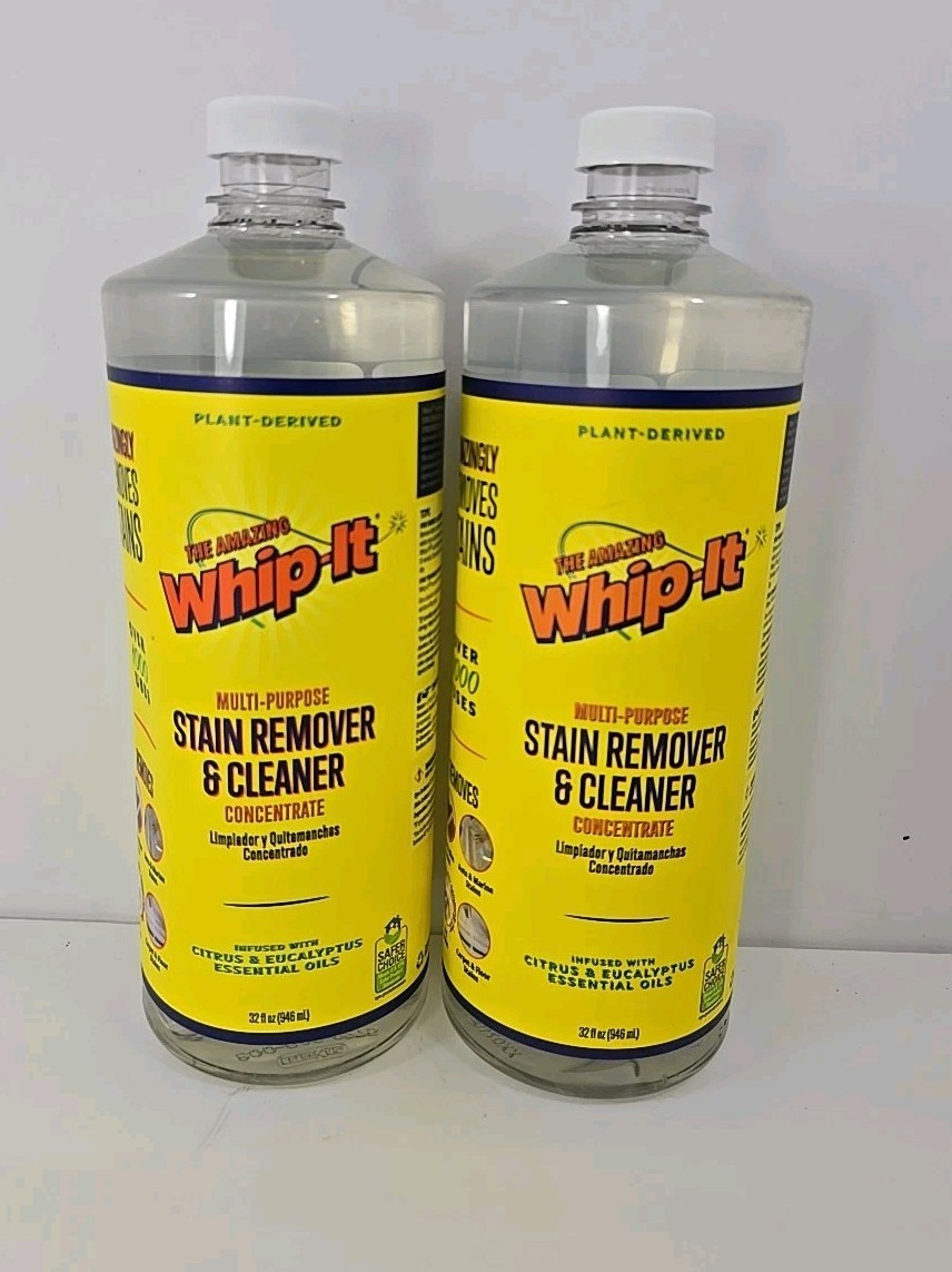 2 Whip-It Plant Derived Multi Purpose Stain Remover&Cleaner Concentrate 32 fl oz