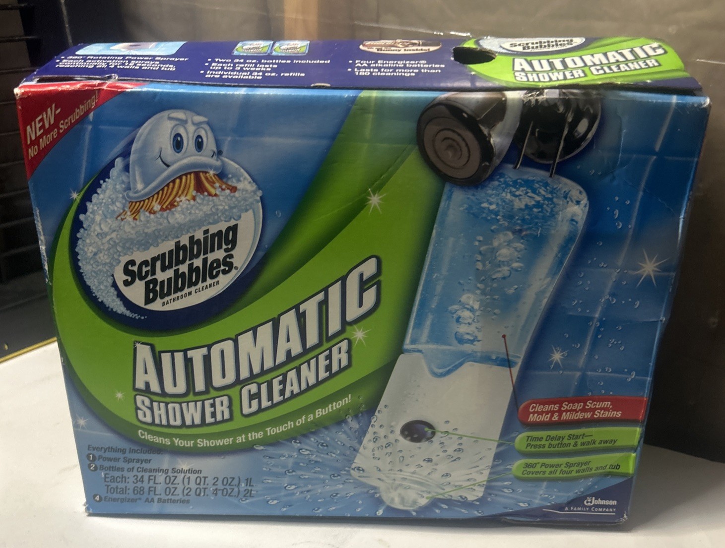 Scrubbing Bubbles AUTOMATIC BATHROOM SHOWER CLEANER Kit w/ 2 Cleaning Solutions