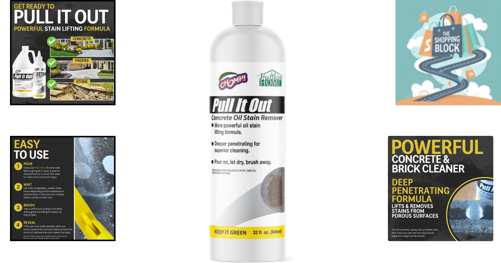 Pull It Out Oil Stain Remover 32oz – Biodegradable, Powerfully Cleans Concrete