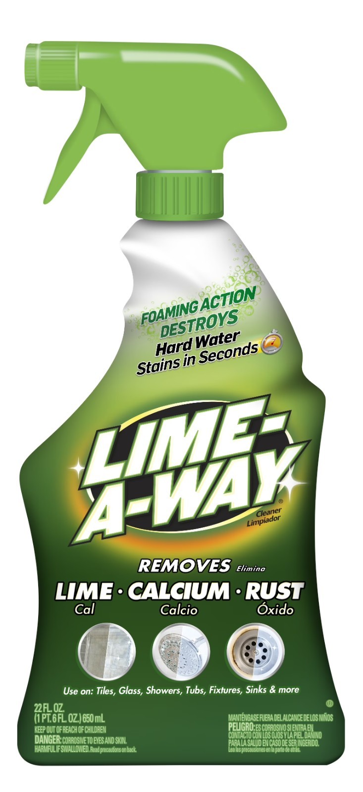 Lime-A-Way Hard Water Stain Remover Spray Cleaner Calcium Rust Lime 22oz 2 Pack
