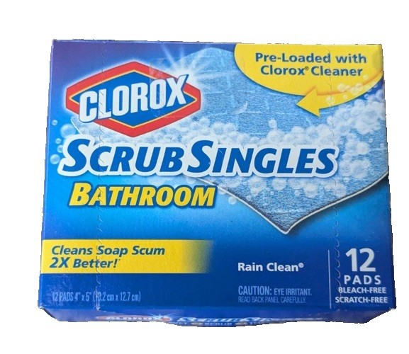 Clorox Scrub Singles Bathroom Rain Clean 12 Pads Discontinued New Sealed