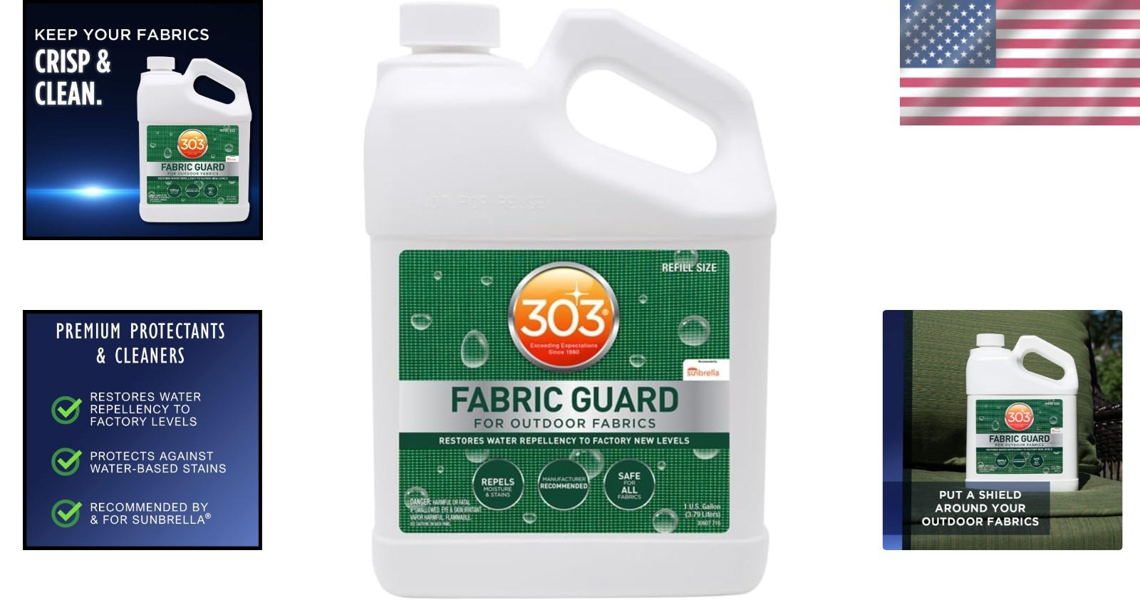 303 Fabric Guard – 128oz Water Repellent & Stain Shielding Spray for All Fabrics