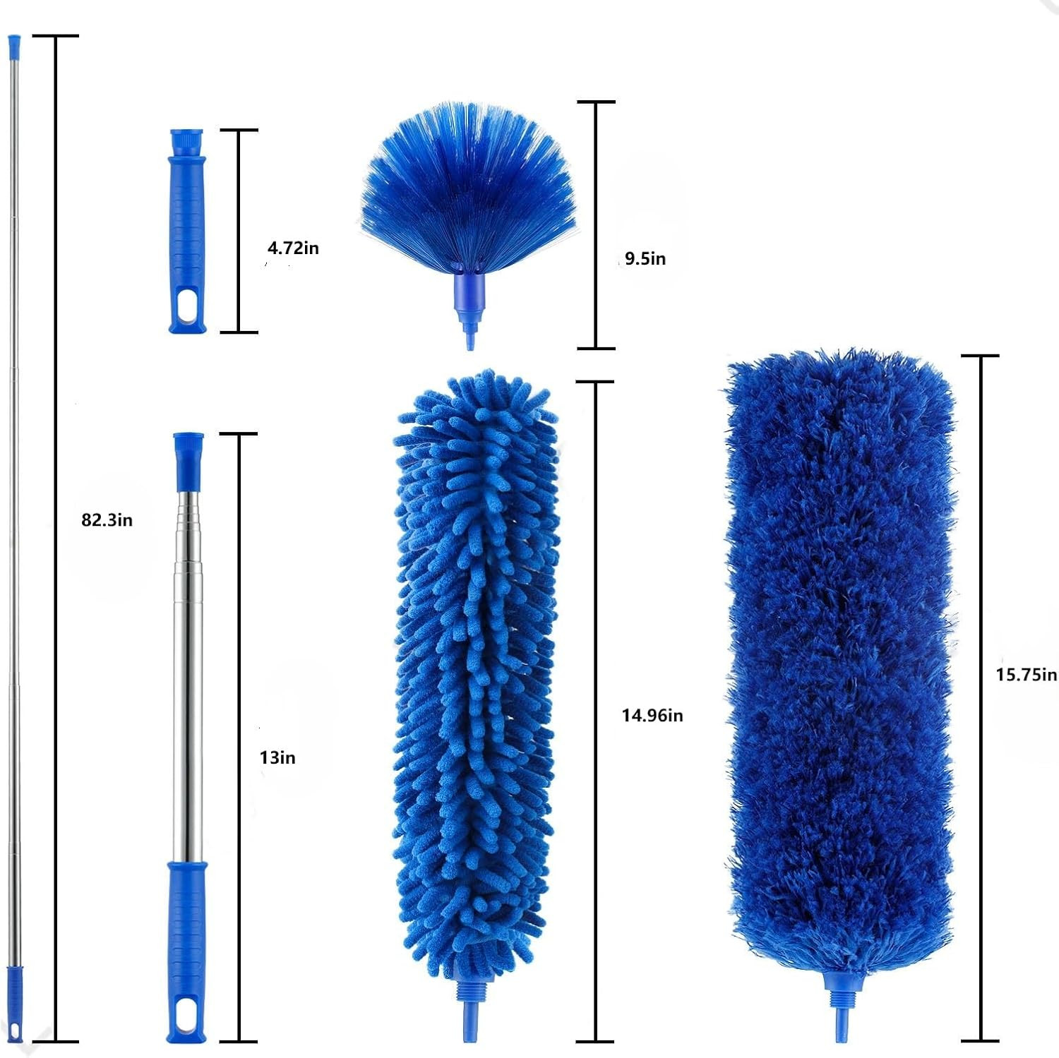Duster, Microfiber Dusters with 2 Handle Sets, Durable 15-98.1 Inches Long Teles