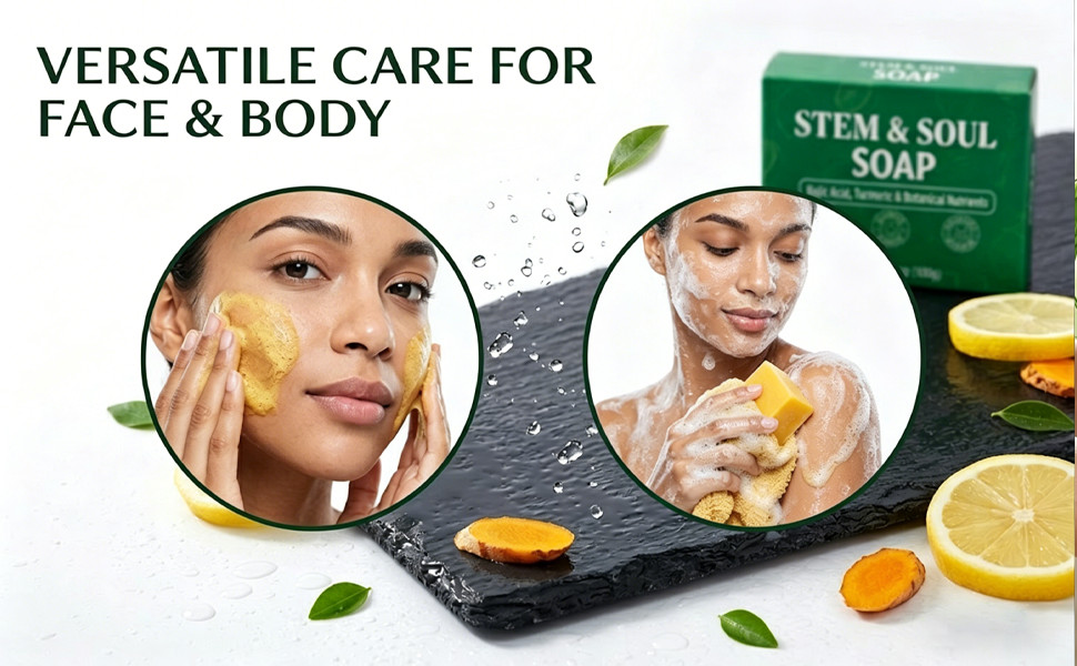 Soap, Upgraded Stem & Soul Turmeric Lemon Soap Bar For Dark Spots, Support