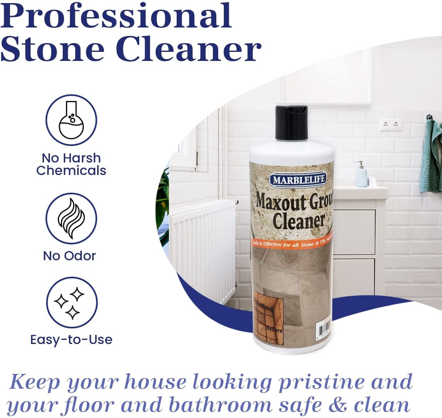 MARBLELIFE Maxout Deep Grout Cleaner- Powerful Grout Stain Remover, 32oz