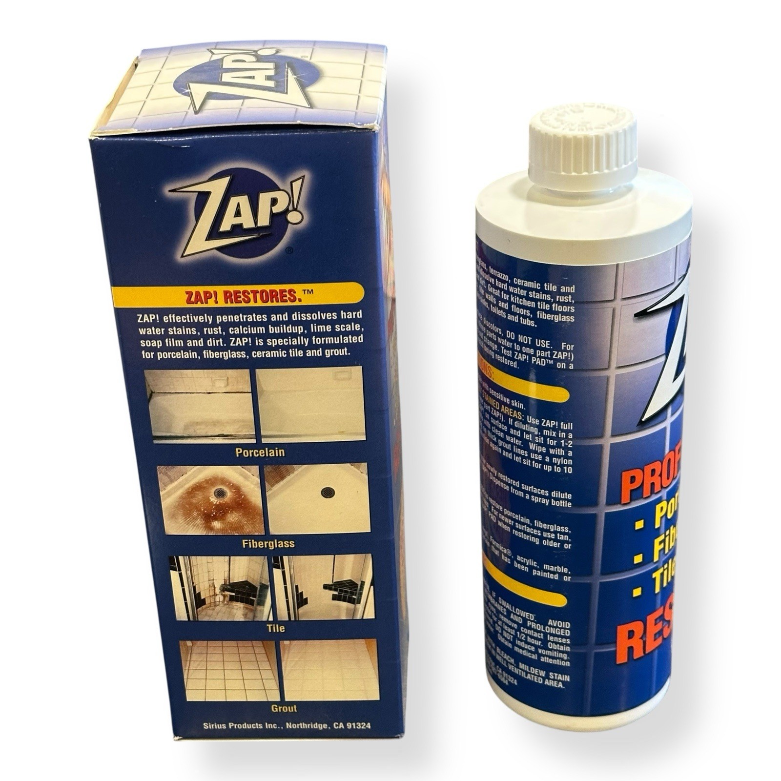 ZAP! ‎Professional Cleaner Porcelain Fiberglass Tile Restorer 16 oz. Concentrate