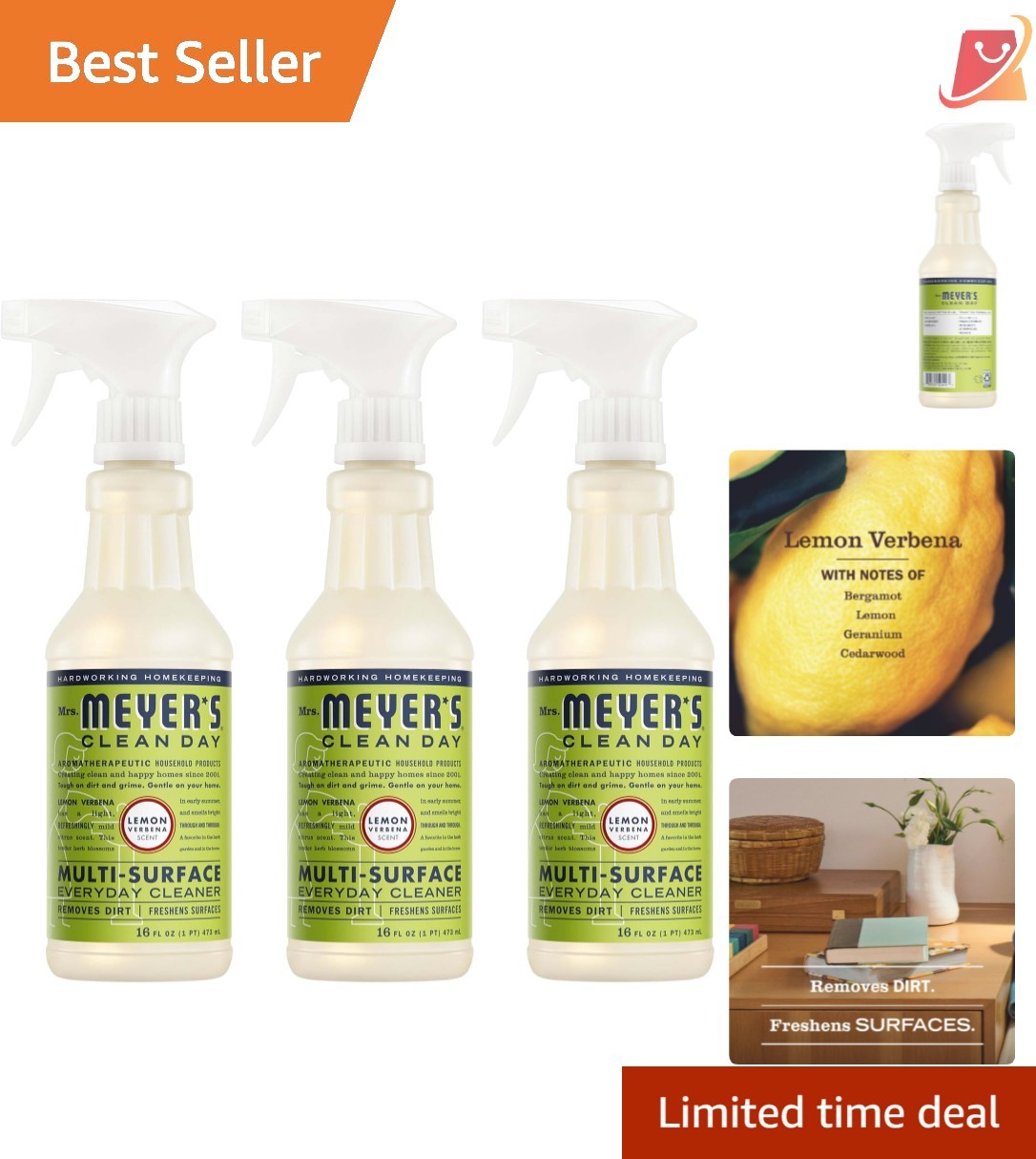 All-Purpose Cleaner Spray Lemon Verbena Cruelty Free 16 fl oz Pack of 3
